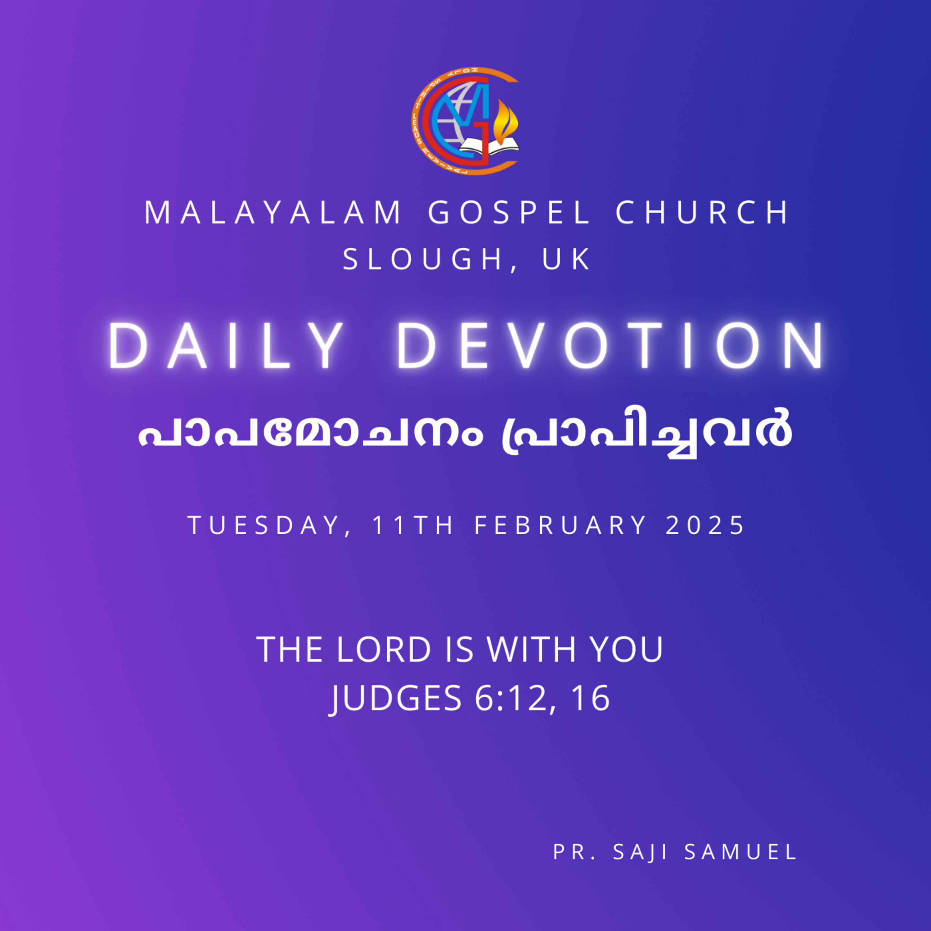 The Lord Is with You – Judges 6:12, 16 | Daily Devotion | Pr. Saji Samuel episode artwork