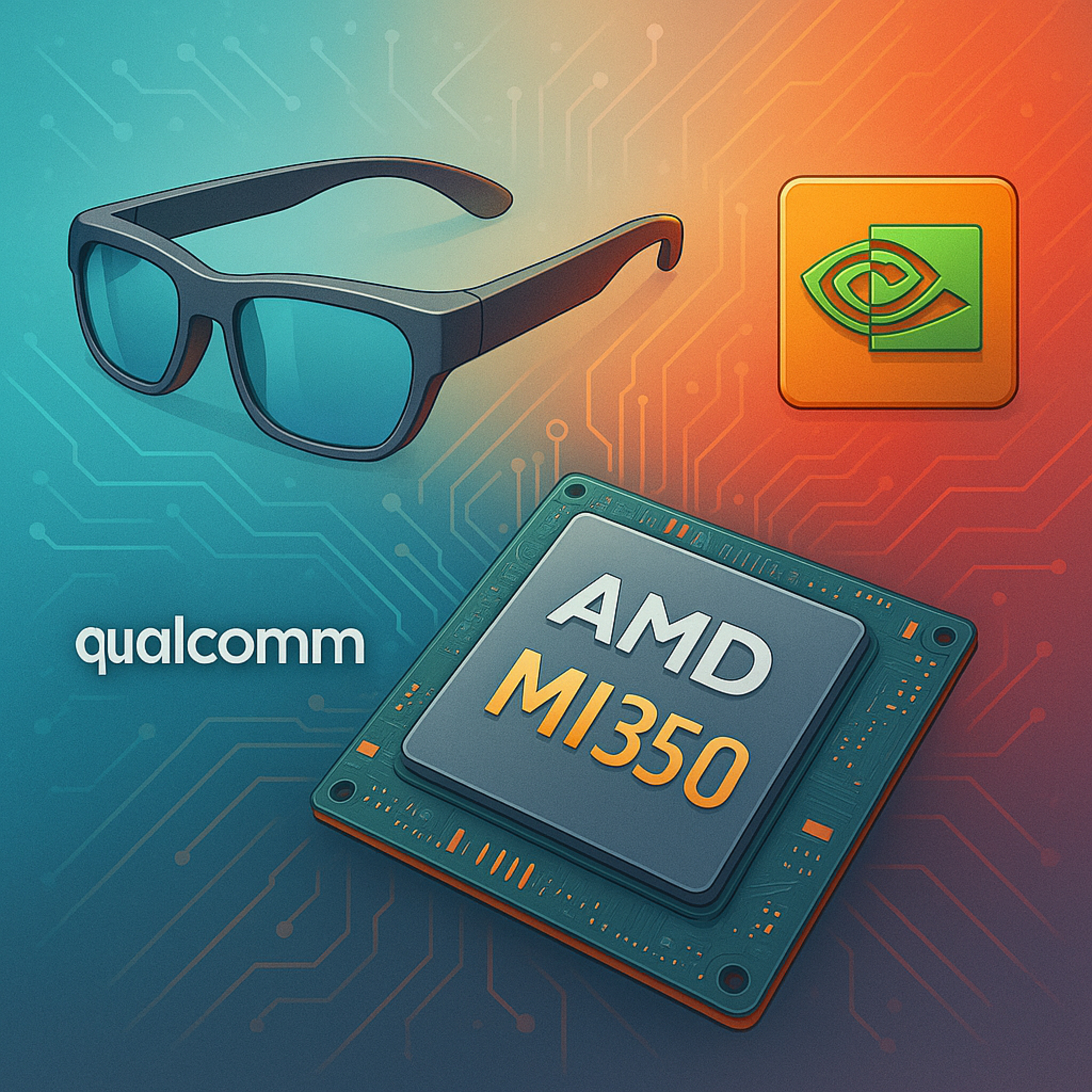 AI Hardware Breakthroughs: Qualcomm Smart Glasses, AMD MI350, and TCS-NVIDIA Telecom Infrastructure episode artwork