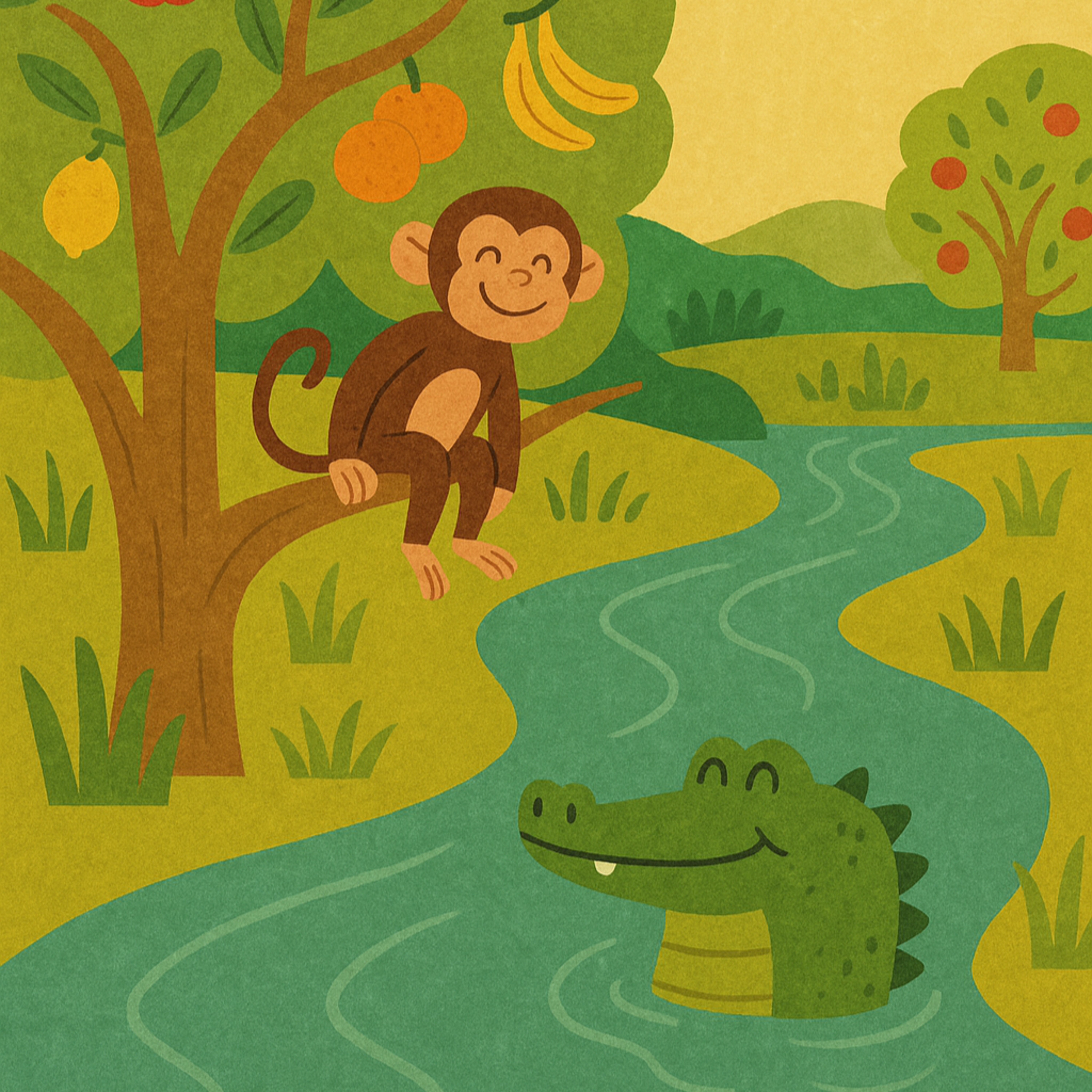 The Monkey and the Crocodile | 猴子與鱷魚 | 中英文雙語故事 | Learn Chinese & English Through Story Listening