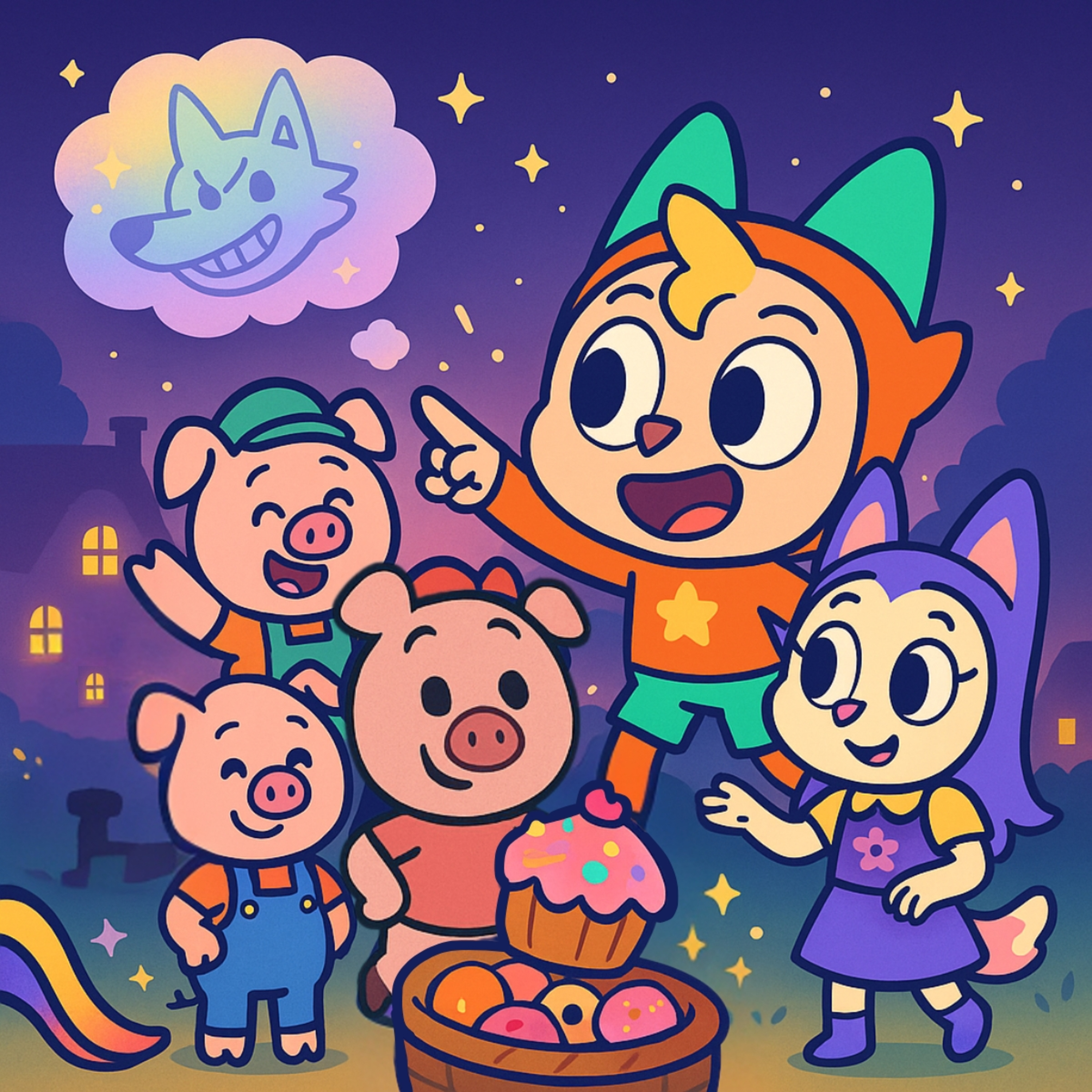Nuton & Lola Solve The Three Little Pigs's Invinsible Fear - Relaxing bedtime stories for kids episode artwork