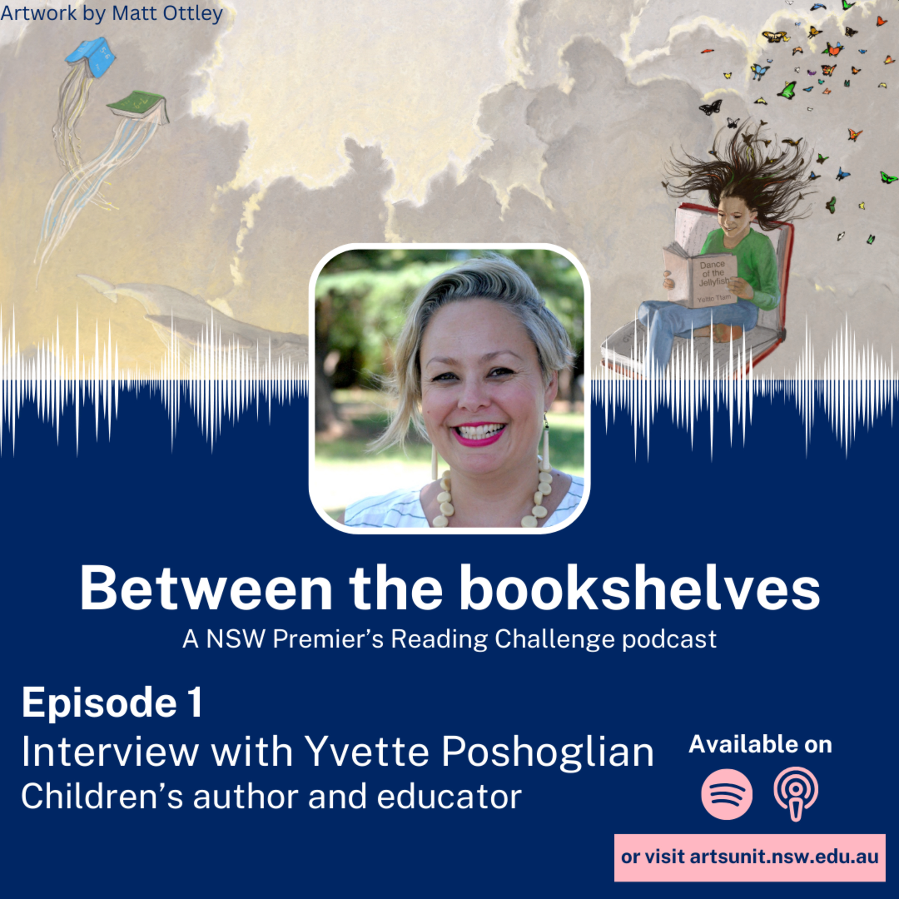 Between the bookshelves – 1. Yvette Poshoglian episode artwork