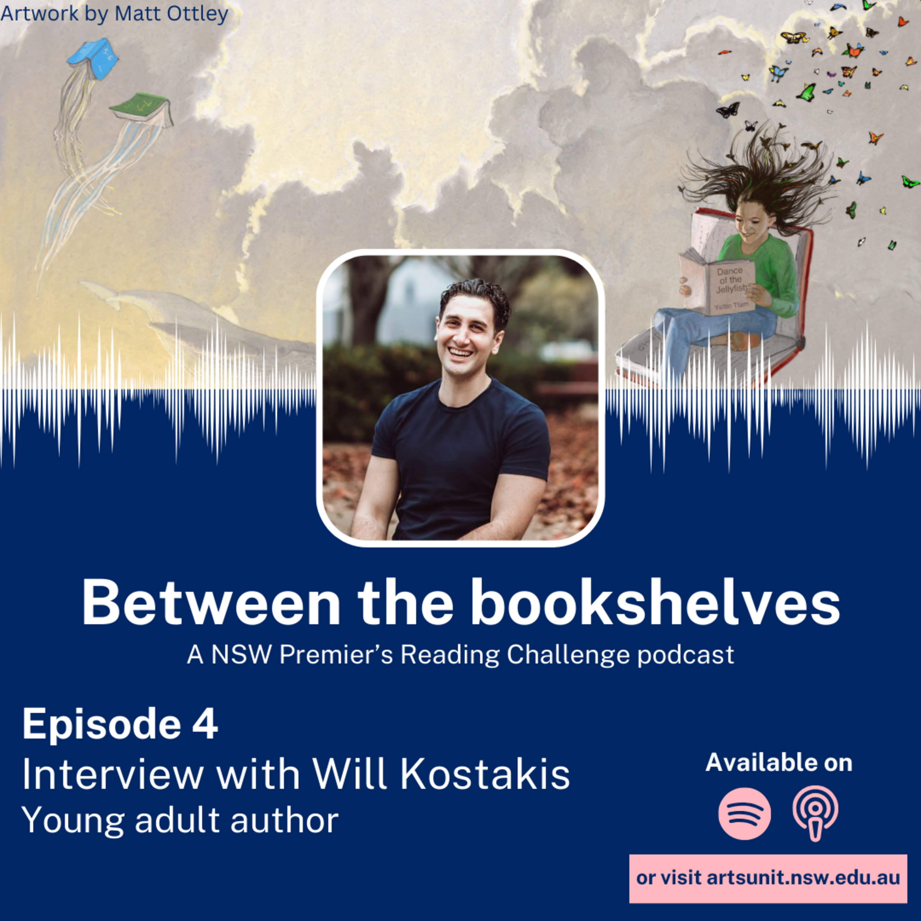 Between the bookshelves - 4. Will Kostakis episode artwork