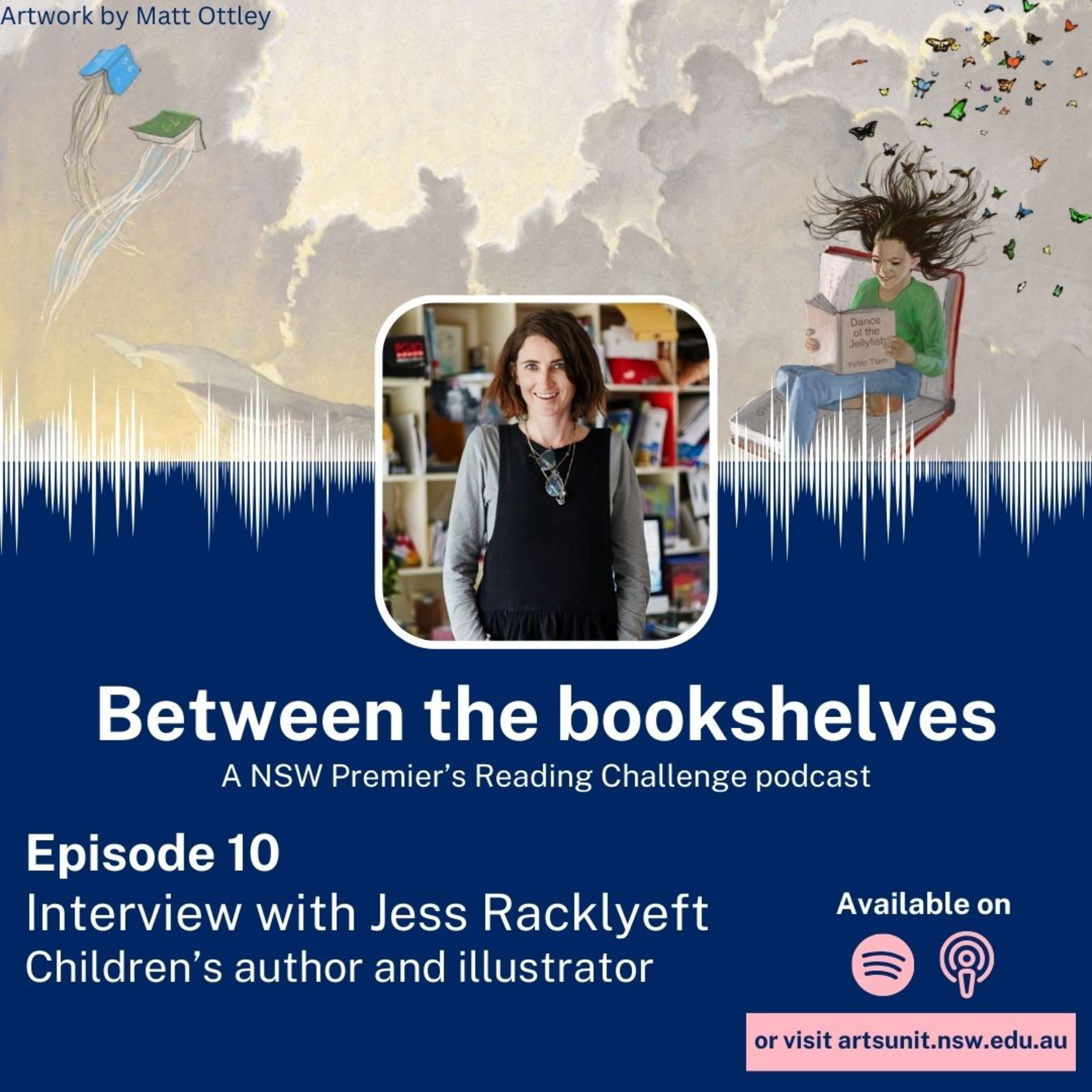 Between the bookshelves - 10. Jess Racklyeft episode artwork