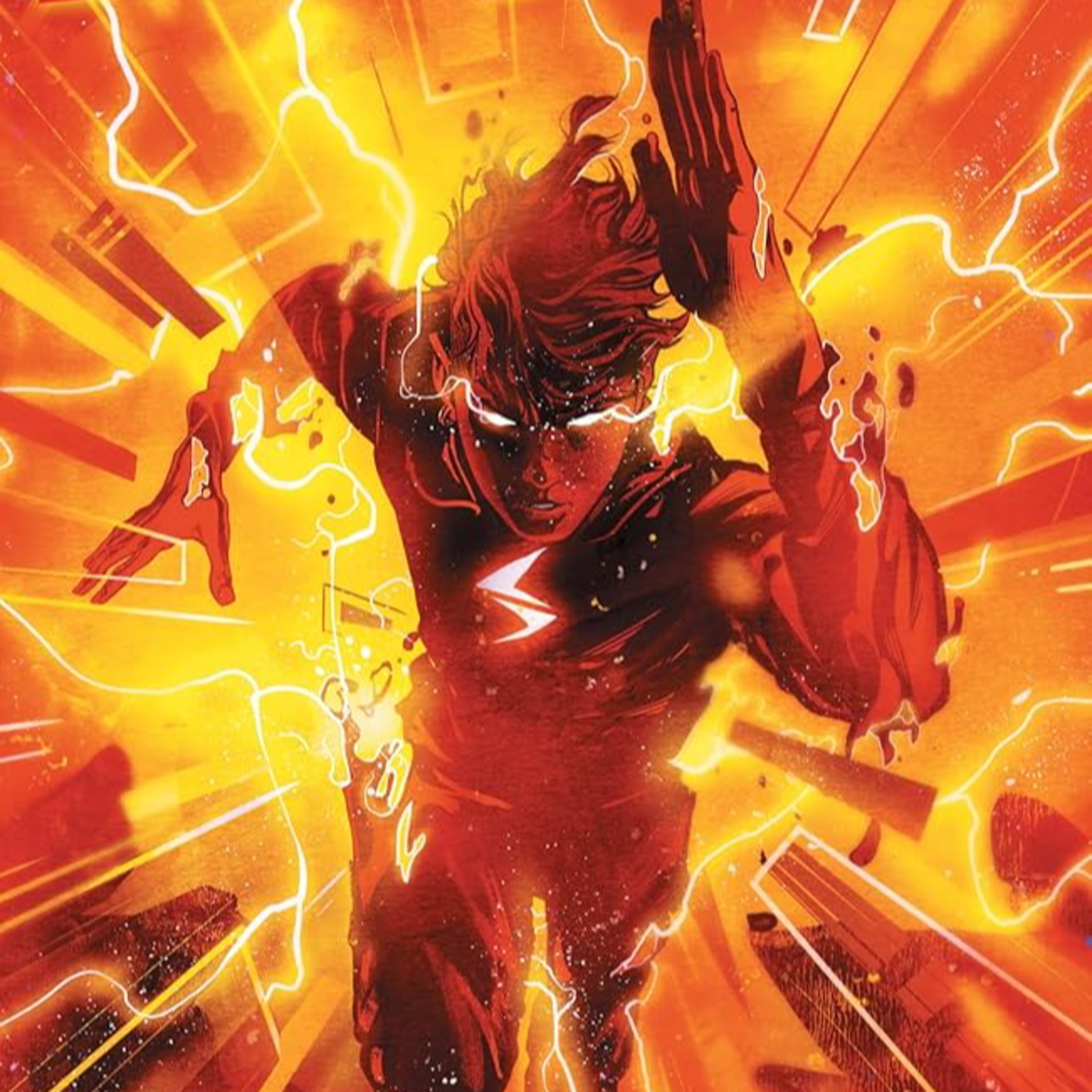 Absolute Flash #1, Absolute Batman #6, New Gods #4, and When I Lay My Vengeance Upon Thee #3 episode artwork