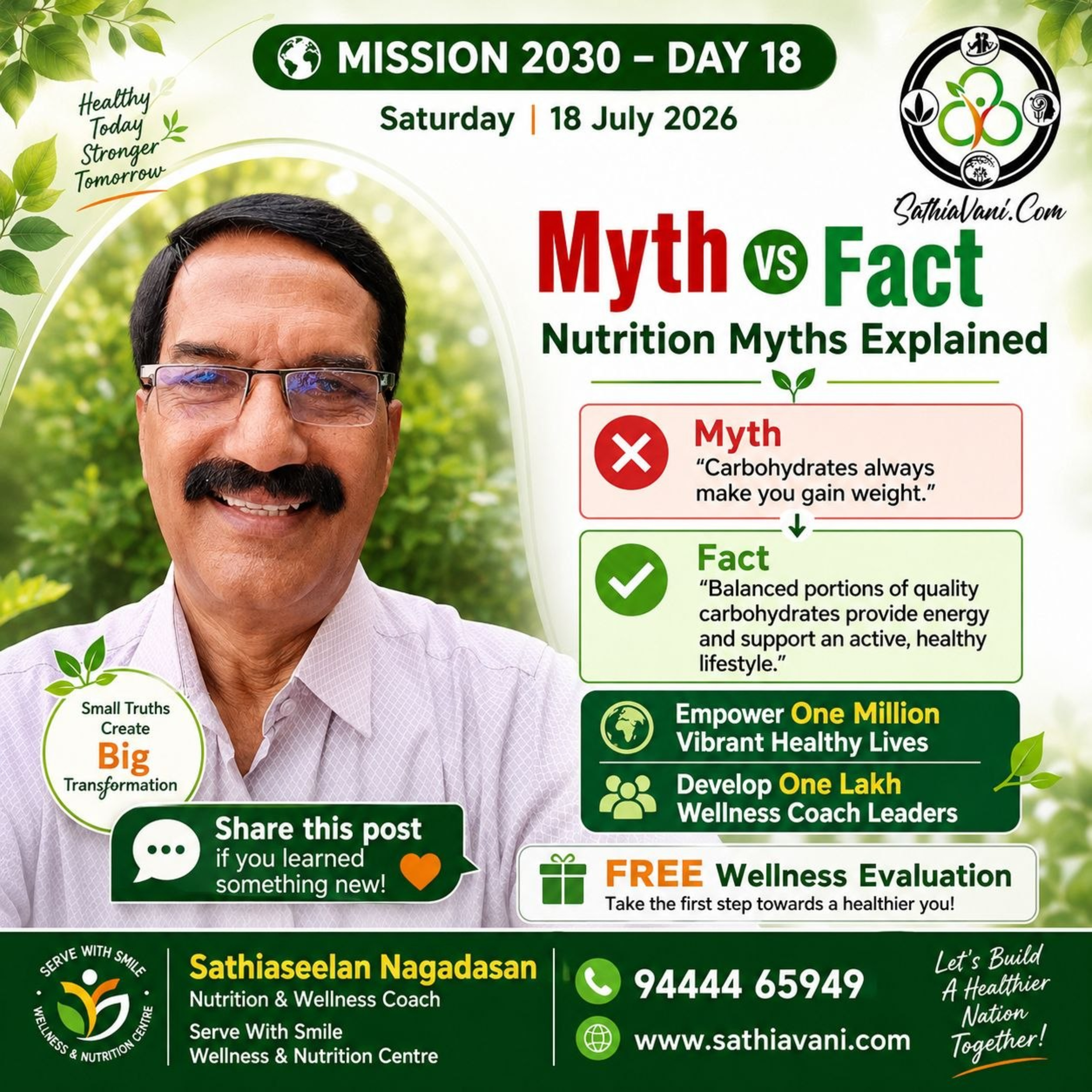 🎯 Mission 2030 – Day 18 (18-07-2026, Saturday) Topic: Nutrition Myths Explained-short video episode artwork