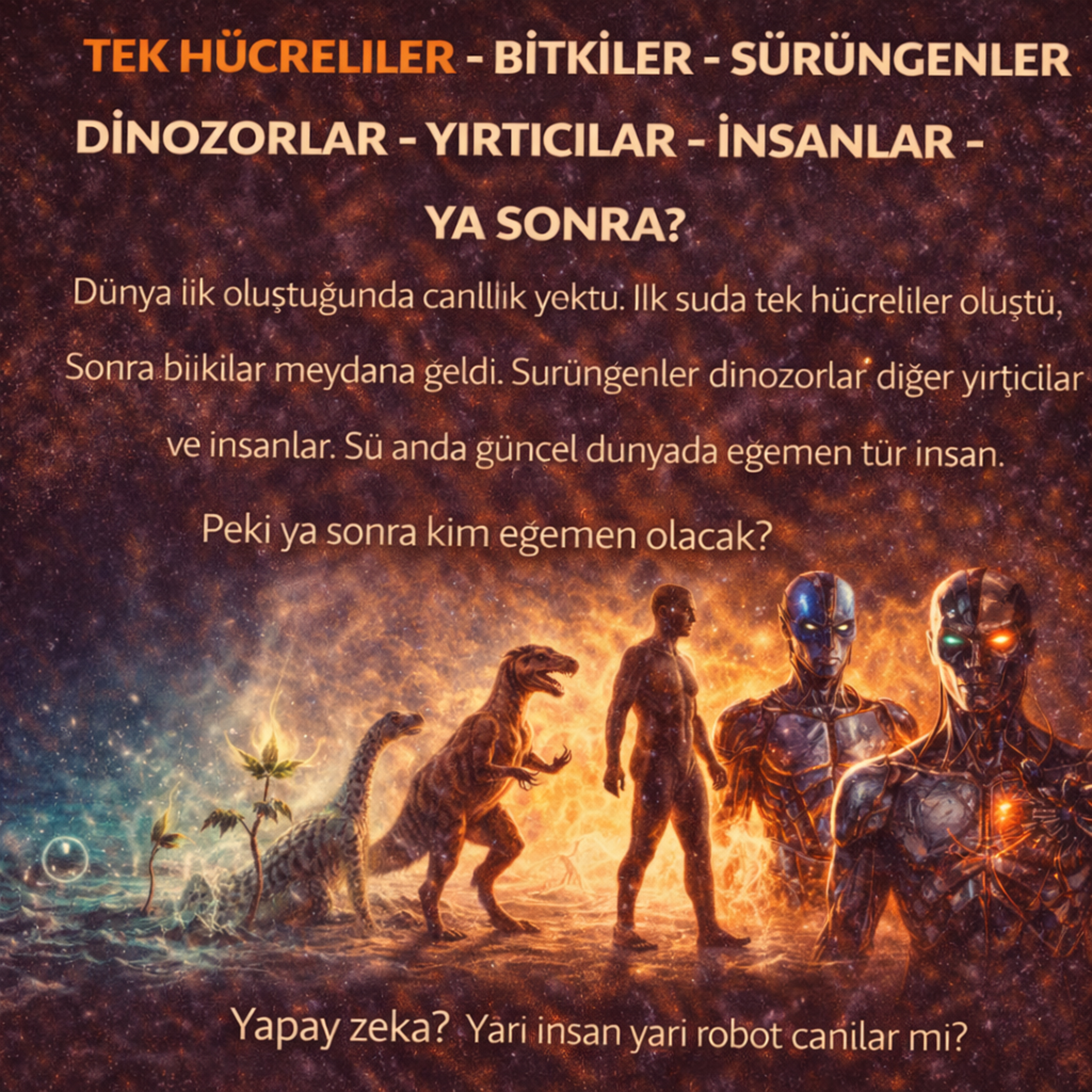 Tek hücreliler - Bitkiler - Sürüngenler - Dinozorlar - Yırtıcılar - İnsanlar - Ya Sonra? episode artwork