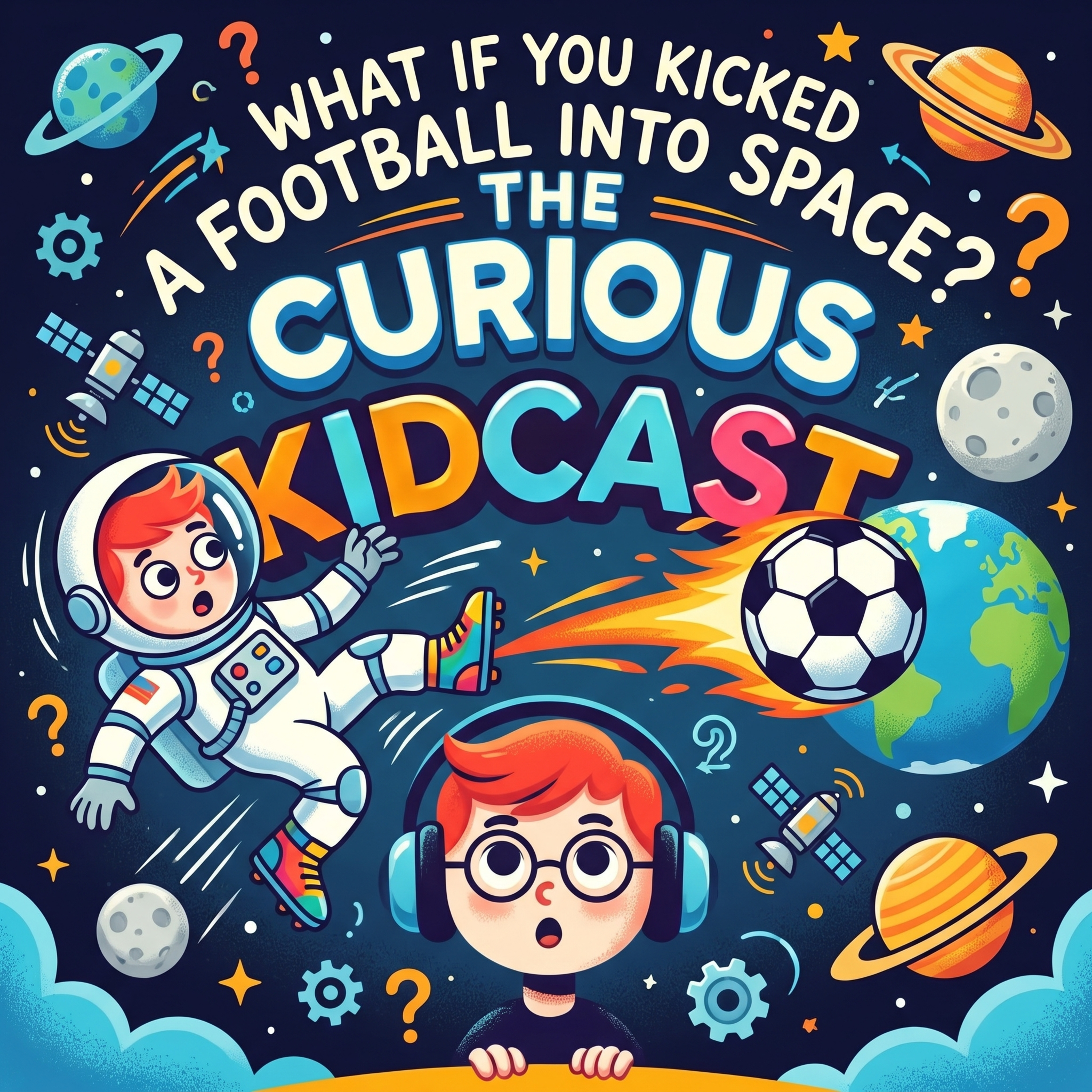 What if you kicked a football into space? episode artwork - The Curious Kidcast