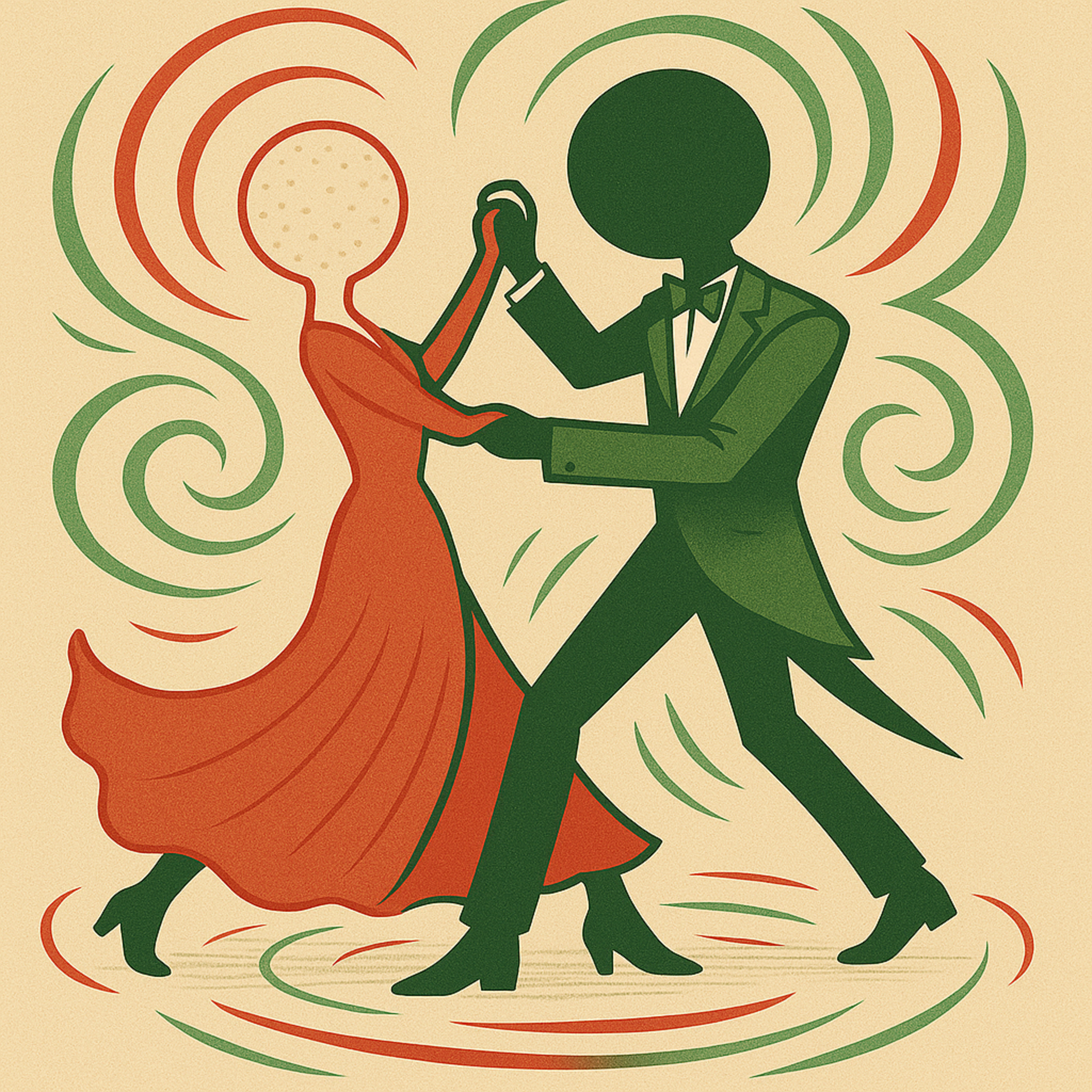 Dos bailarines ondulando el espacio-tiempo