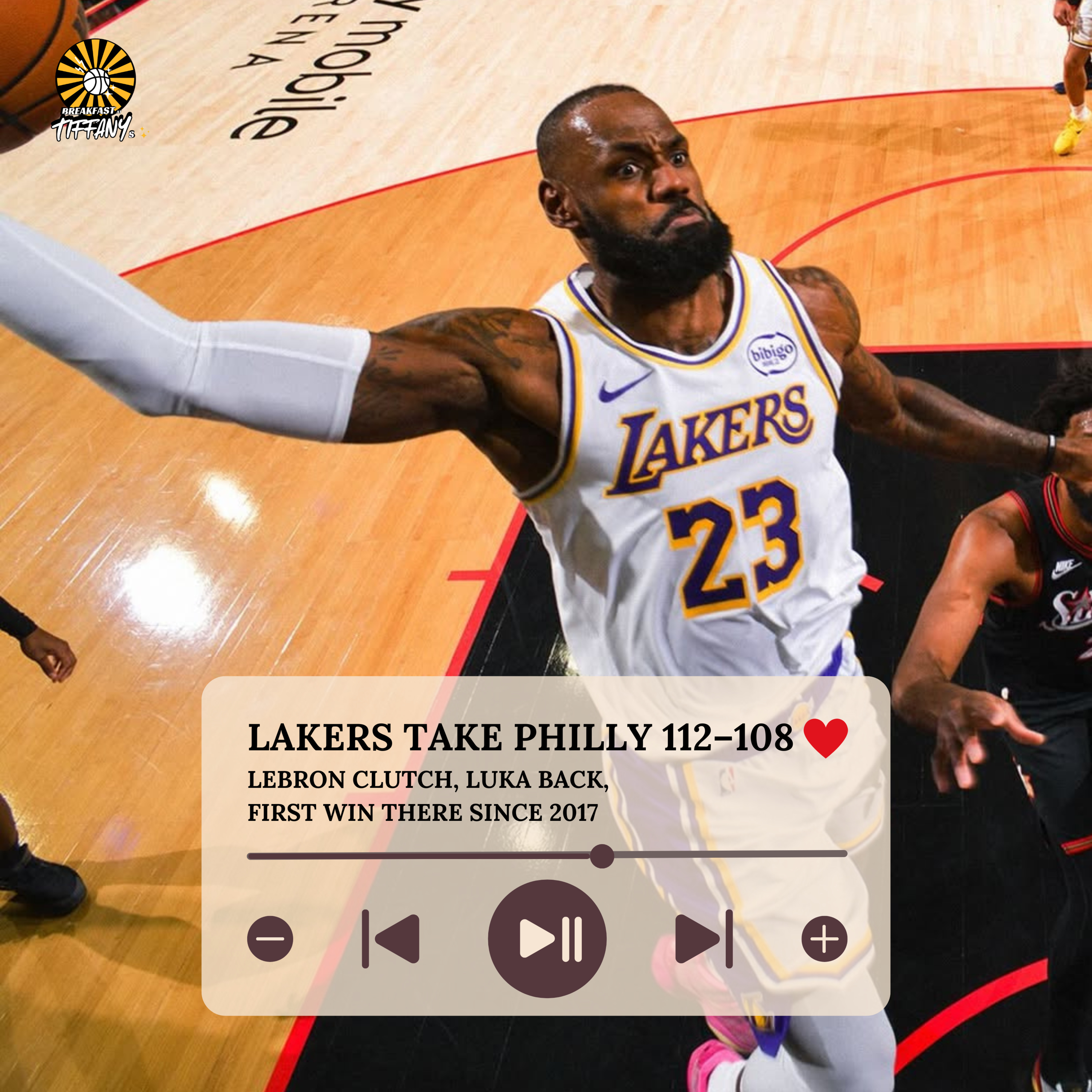 Lakers Take Philly 112–108: LeBron Clutch, Luka Back, First Win There Since 2017 episode artwork