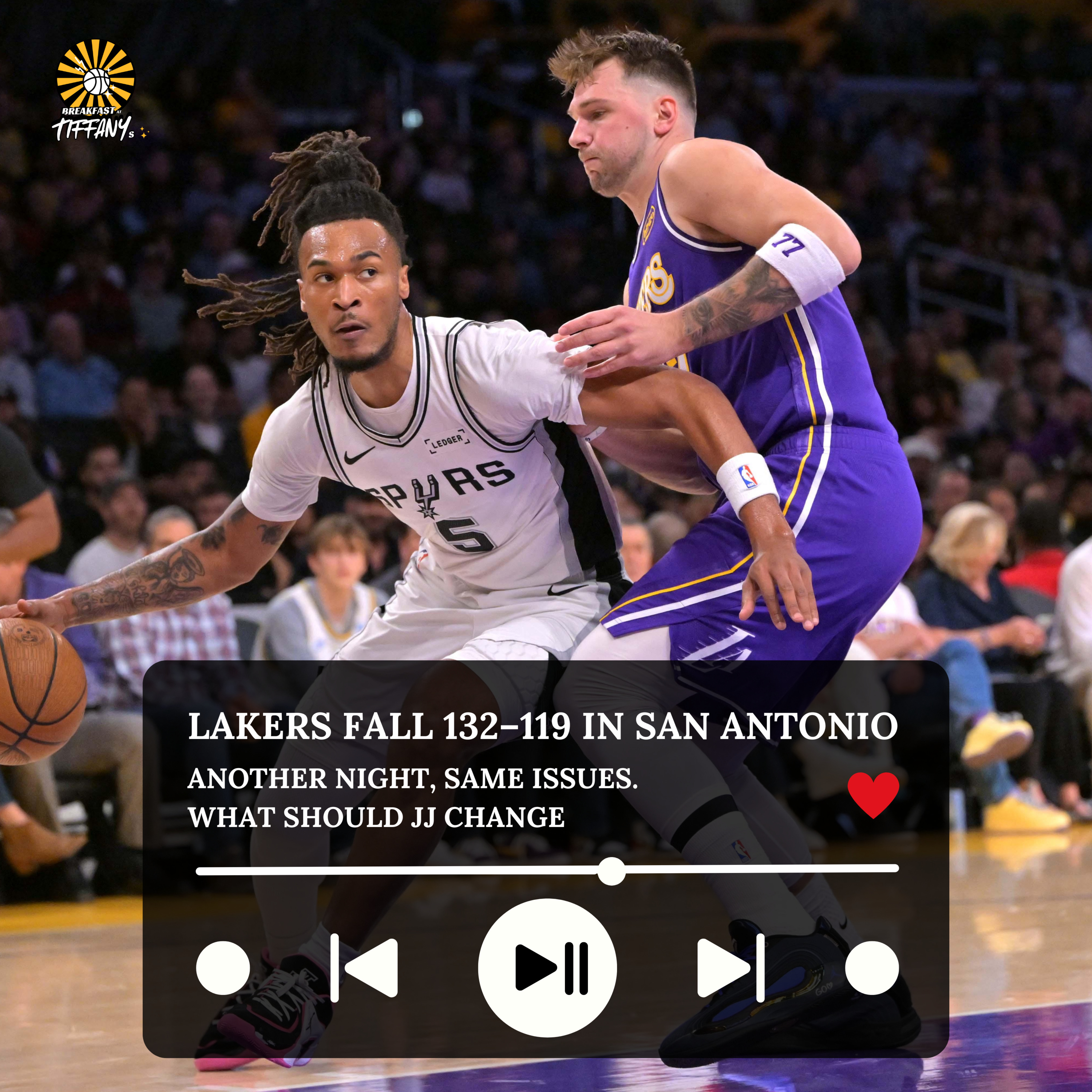 Lakers Fall 132–119 in San Antonio. Another Night, Same Issues. What Should JJ Change episode artwork
