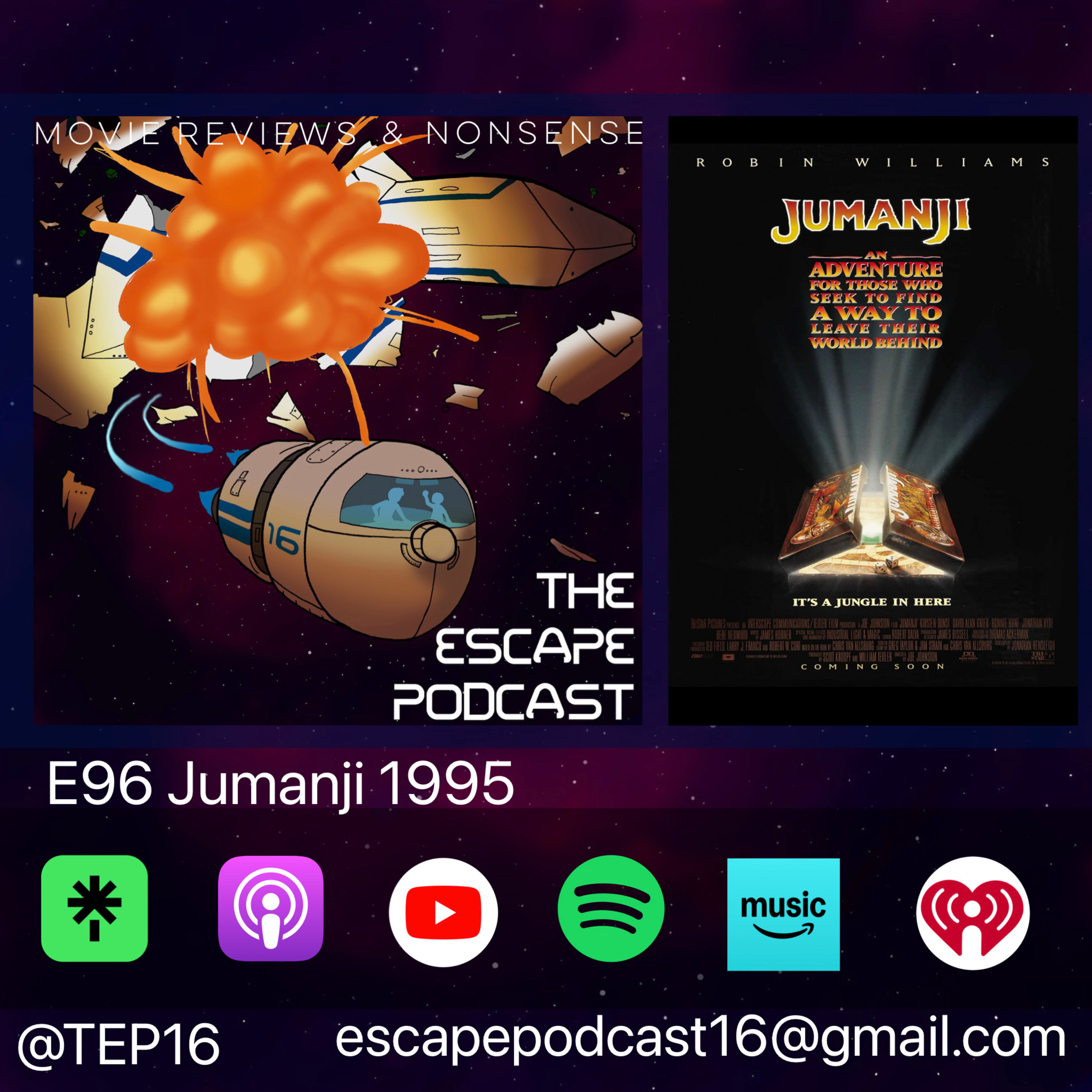 I don’t wanna read the book, I’ll watch the movie. E96 Jumanji 1995 episode artwork
