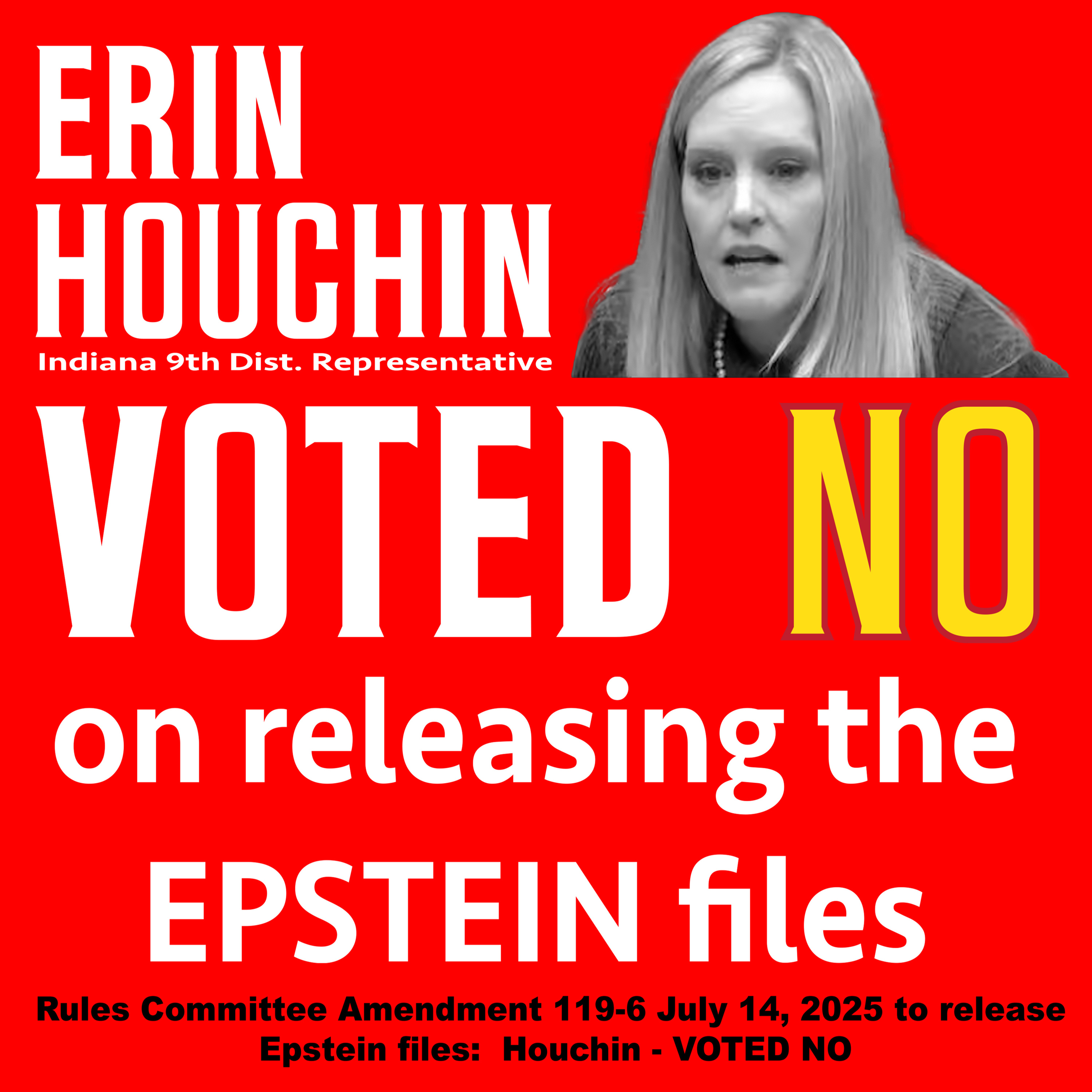 Erin Houchin votes NO on releasing the EPSTEIN files!