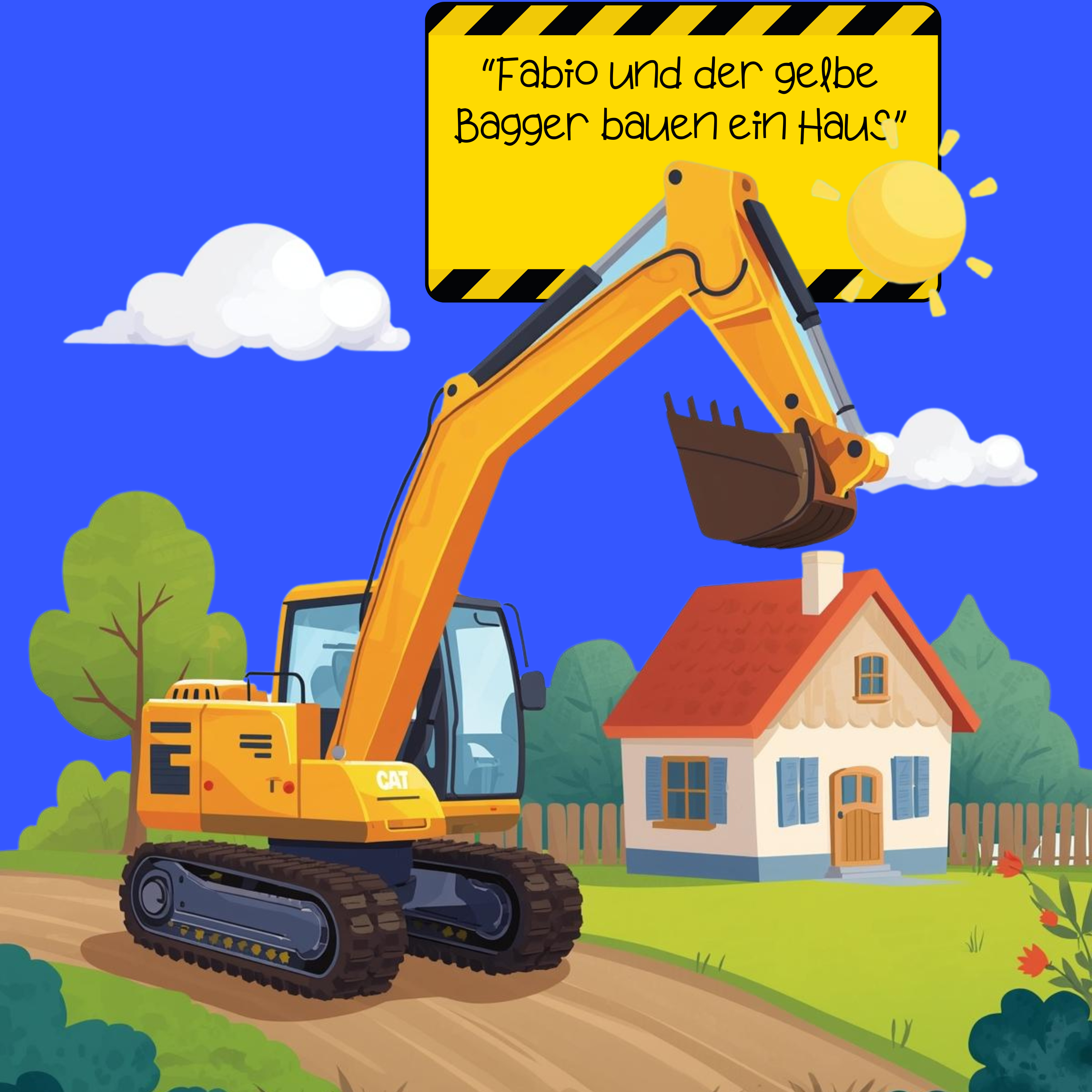 Fabio und der gelbe Bagger bauen ein Haus