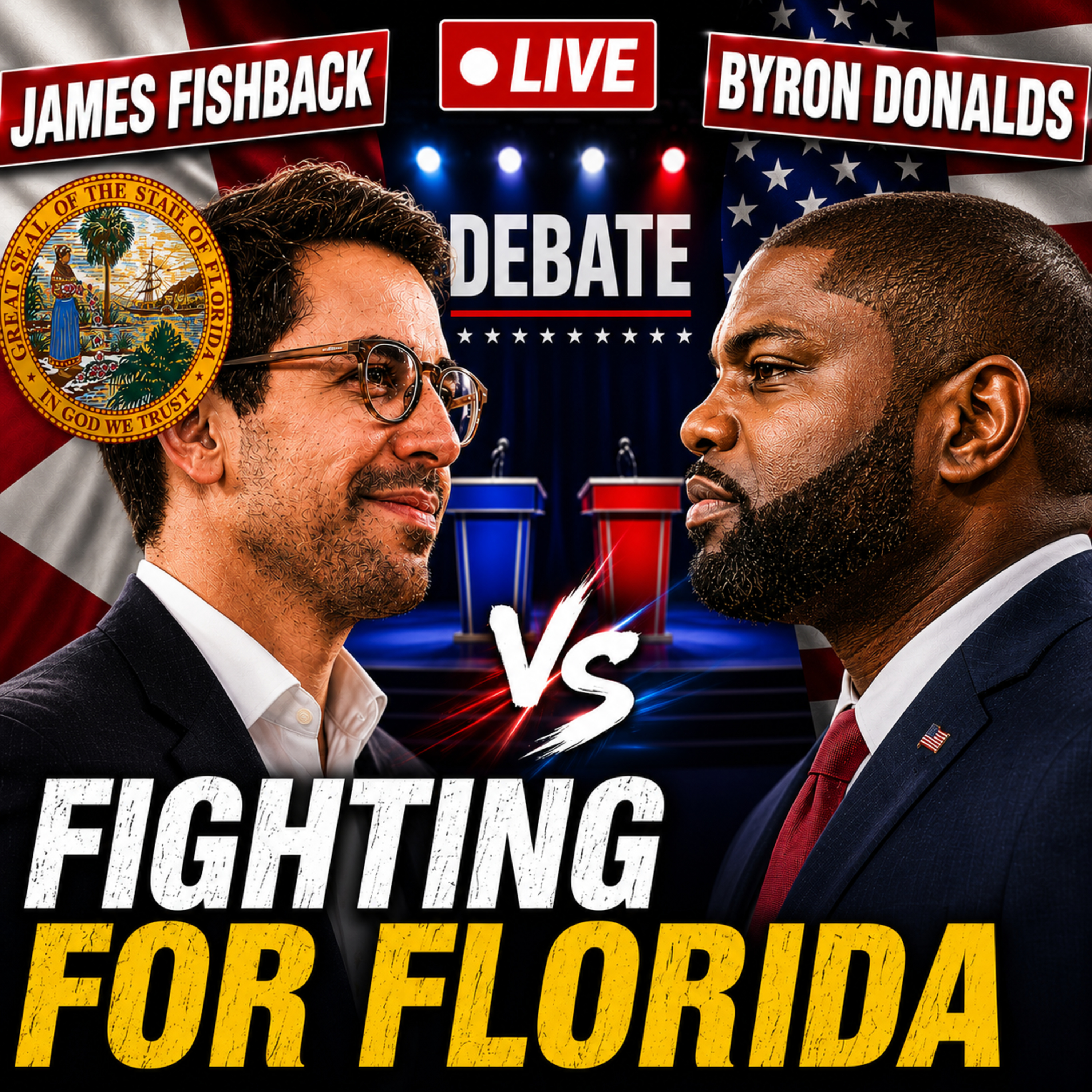 James Fishback, Jay Collins & Paul Renner | Florida Governor Debate LIVE Coverage | Ep. 302 episode artwork