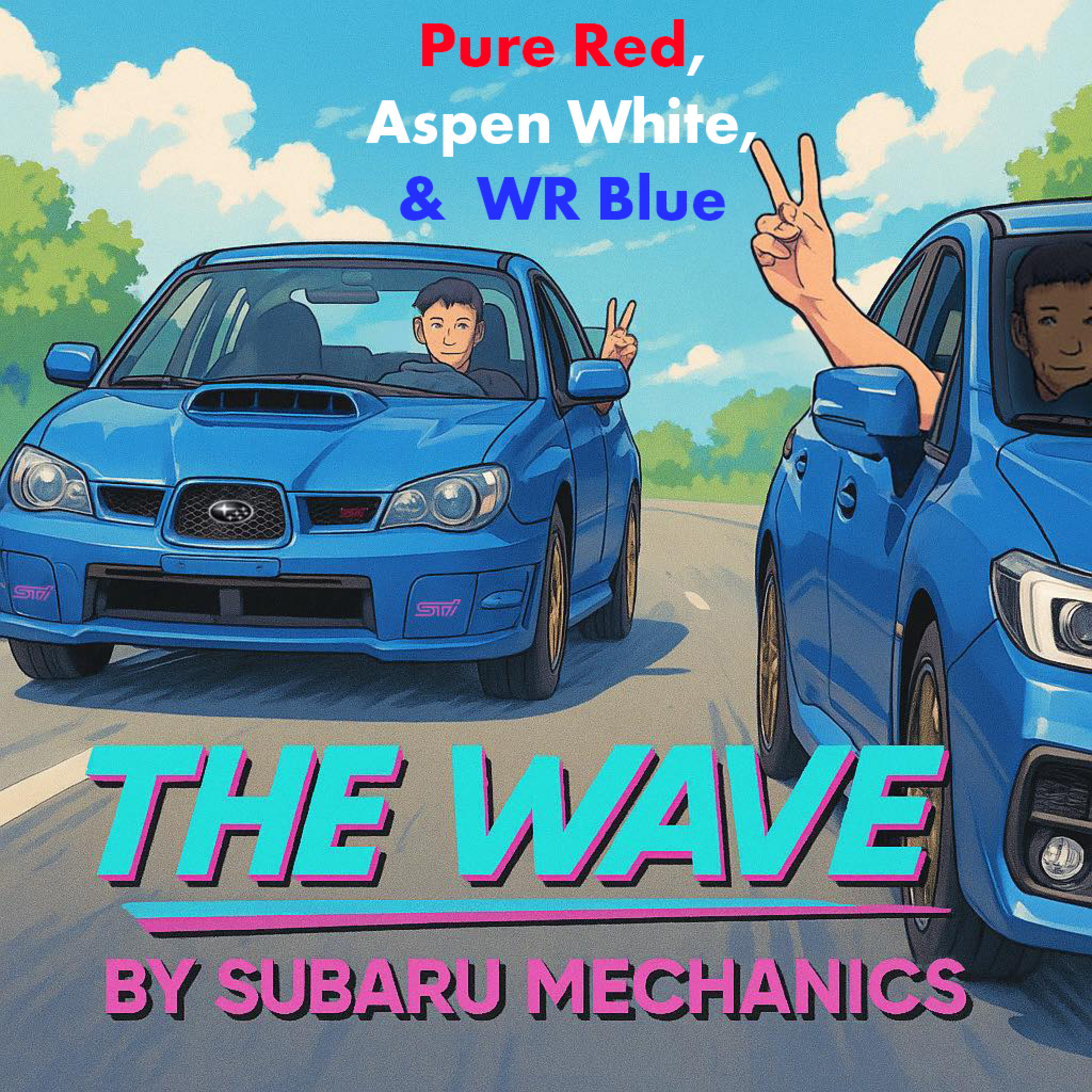 Pure Red, Aspen White, and WR Blue episode artwork