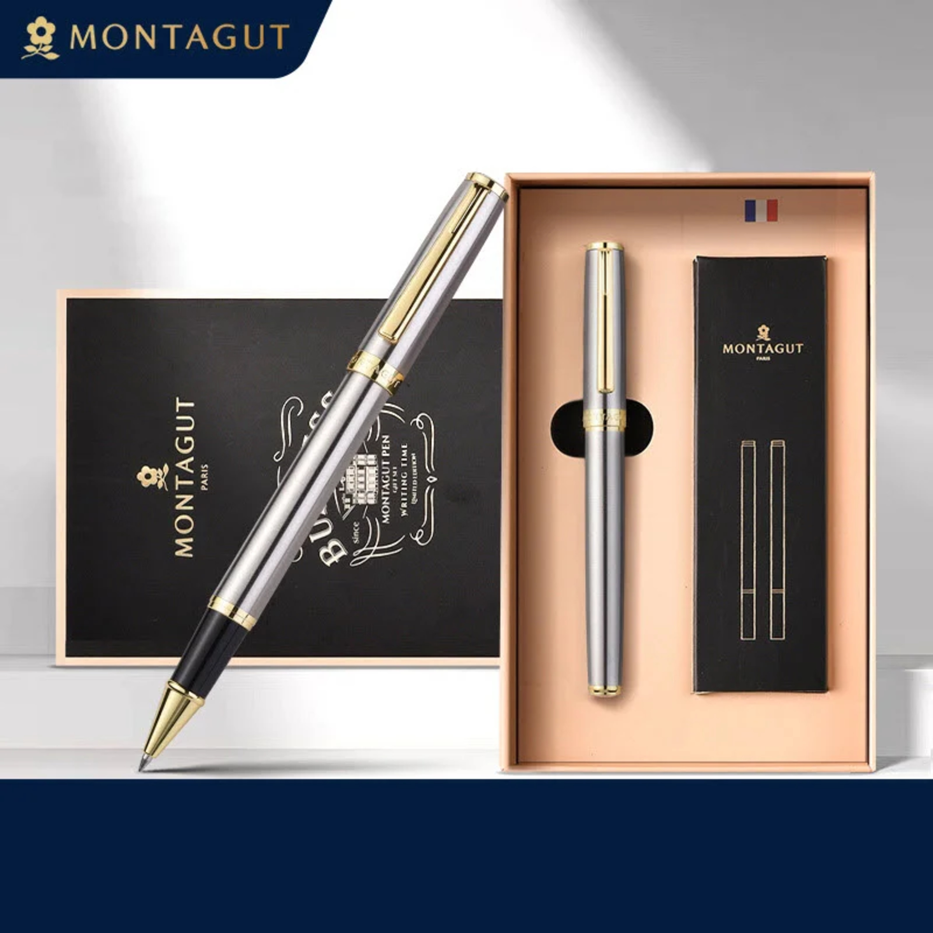 Quà tặng doanh nghiệp - Bút bi ký tên Montagut 066 màu bạc  episode artwork