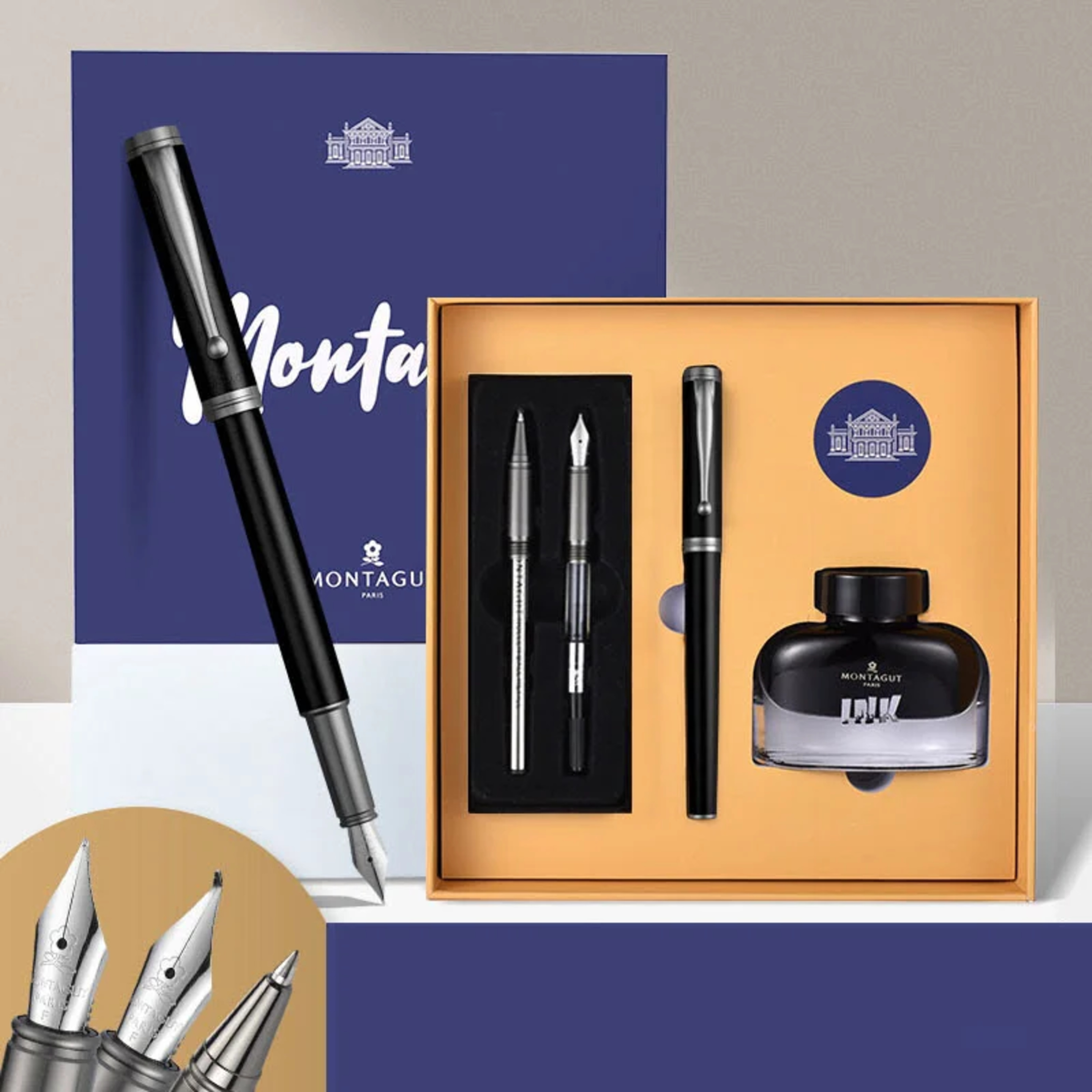 Quà tặng doanh nghiệp - Set bút ký 4 món cao cấp MTG0128 màu đen episode artwork