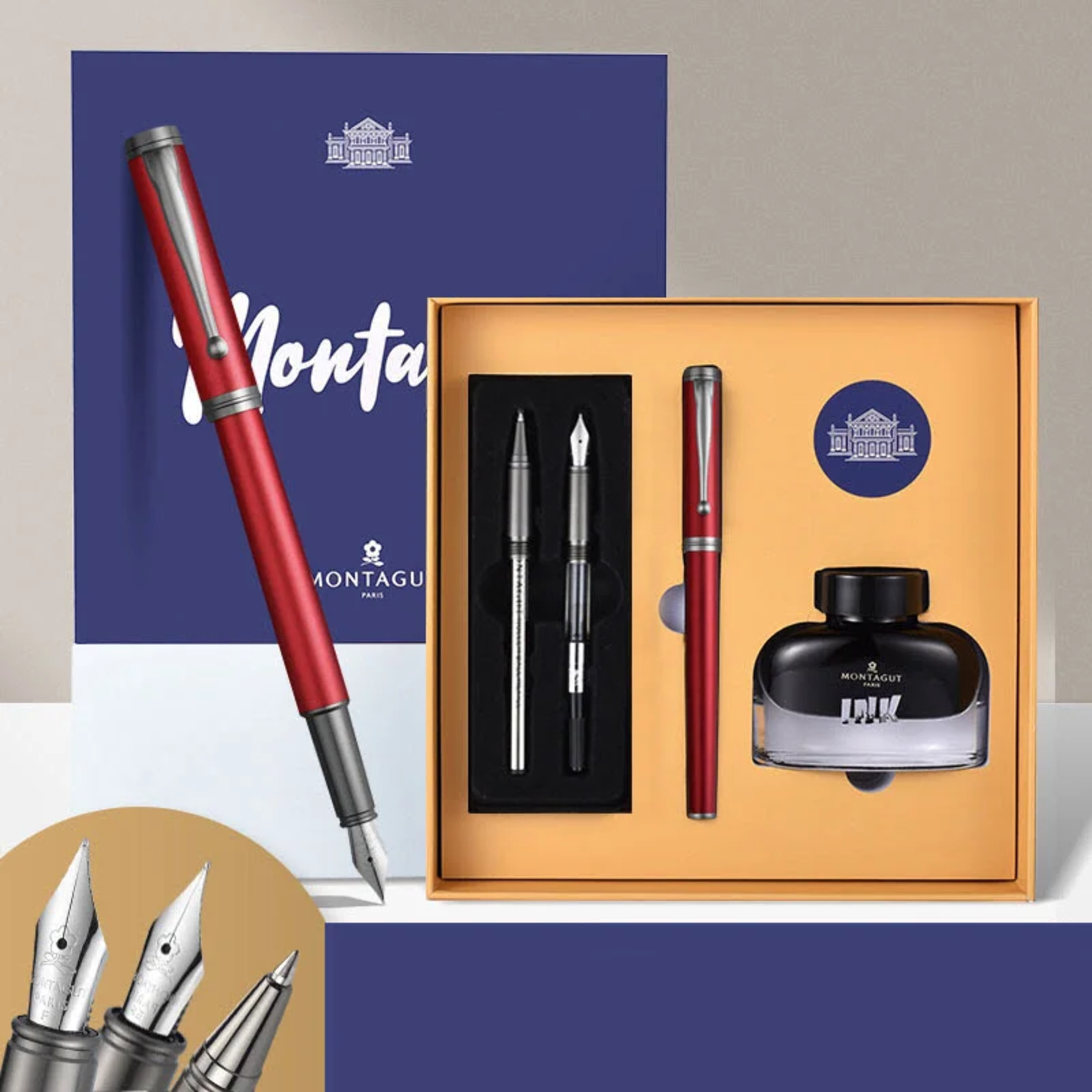 Quà tặng doanh nghiệp - Set bút ký 4 món cao cấp MTG0128 màu đỏ episode artwork