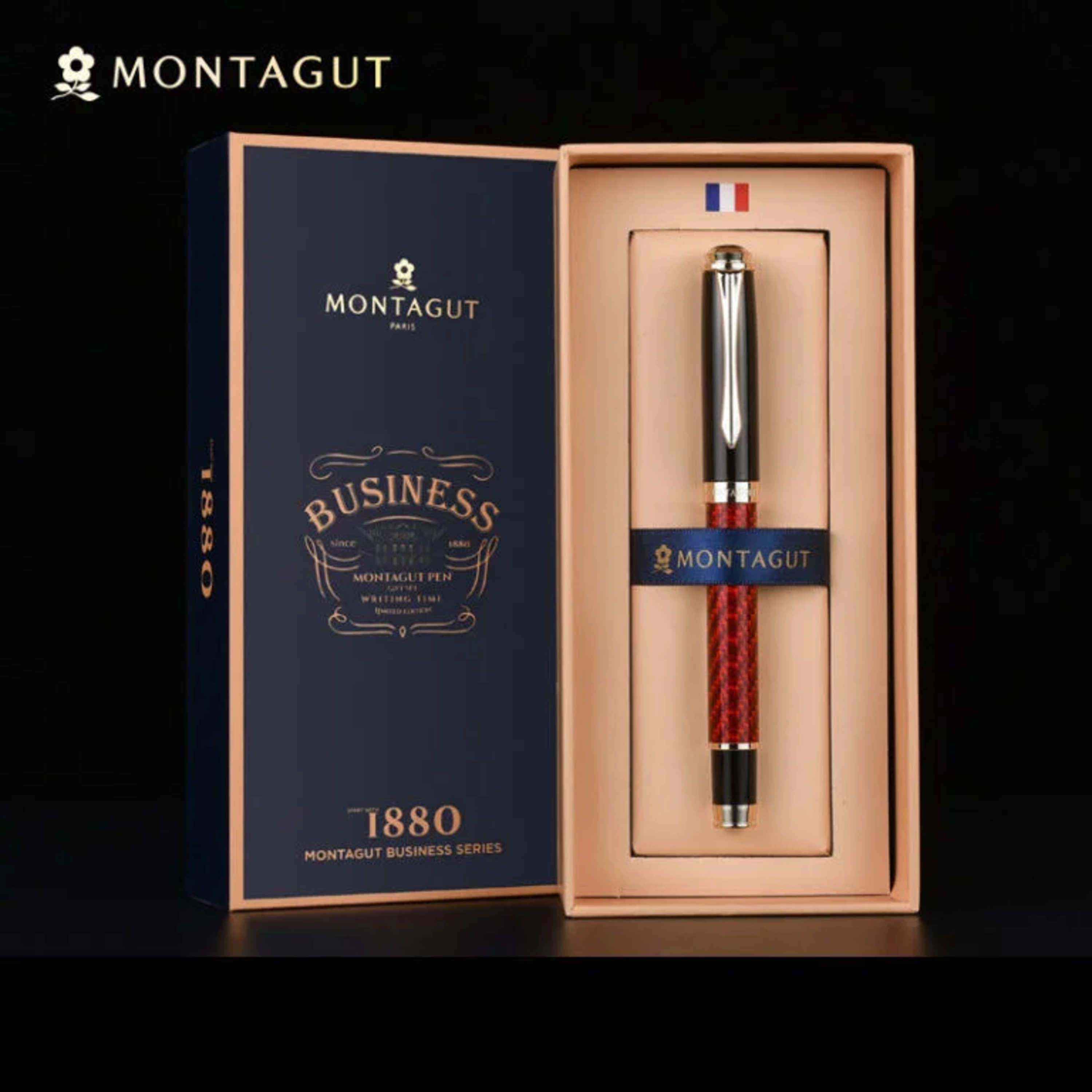 Quà tặng doanh nghiệp - Bút máy ký tên Montagut MT150 Carbon màu đỏ episode artwork
