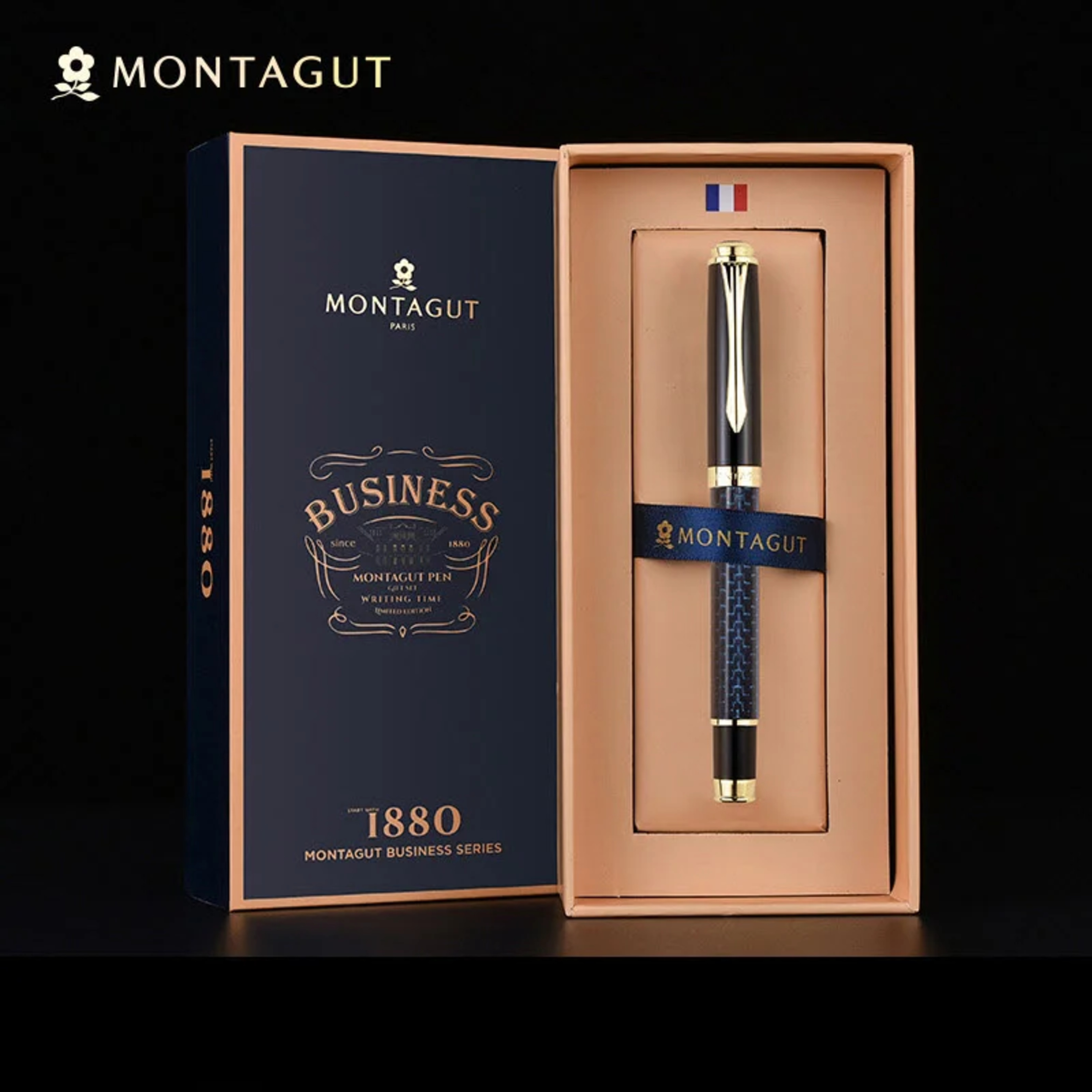 Quà tặng doanh nghiệp - Bút máy ký tên Montagut MT150 Carbon màu xanh episode artwork