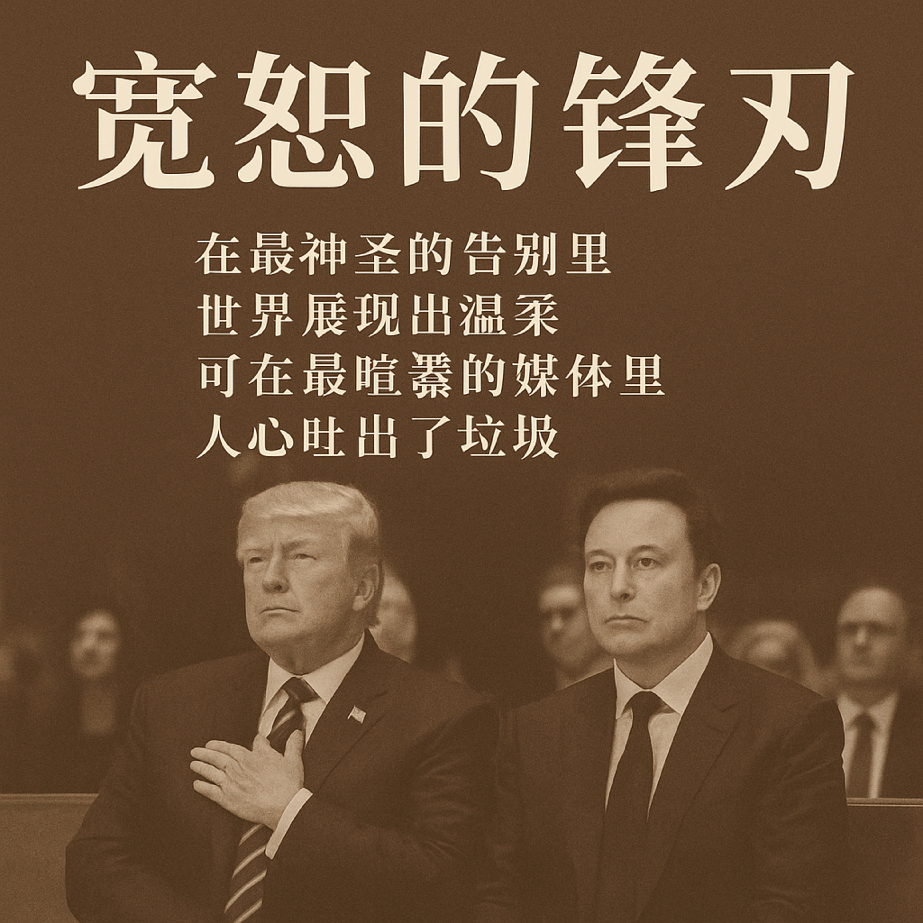 宽恕的锋刃 在最神圣的告别里 世界展现出温柔 在最喧嚣的媒体里 人心吐出了垃圾 episode artwork