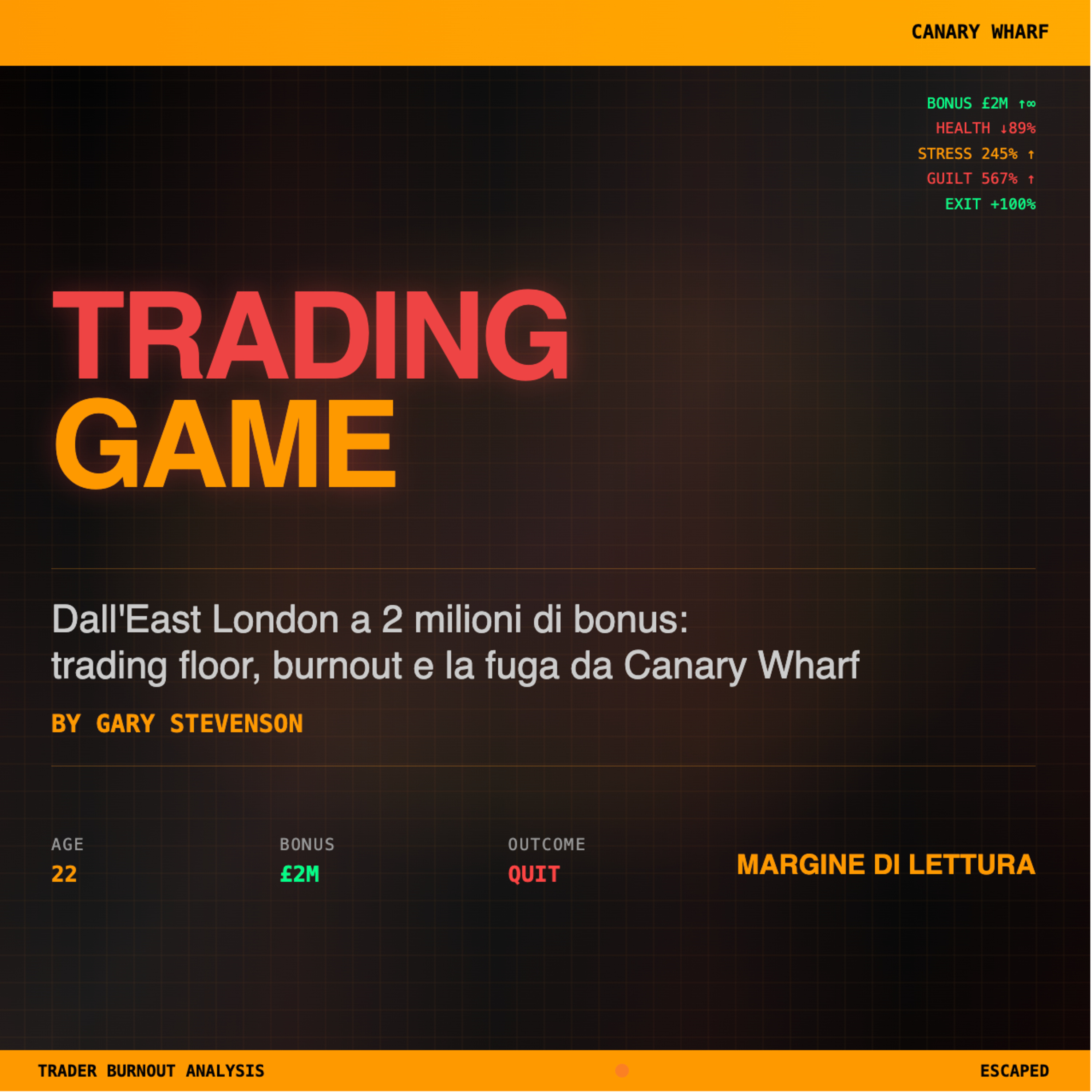 Trading Game - Dall’East London a 2 milioni di bonus: trading floor, burnout e la fuga da Canary Wharf | Margine di Lettura episode artwork