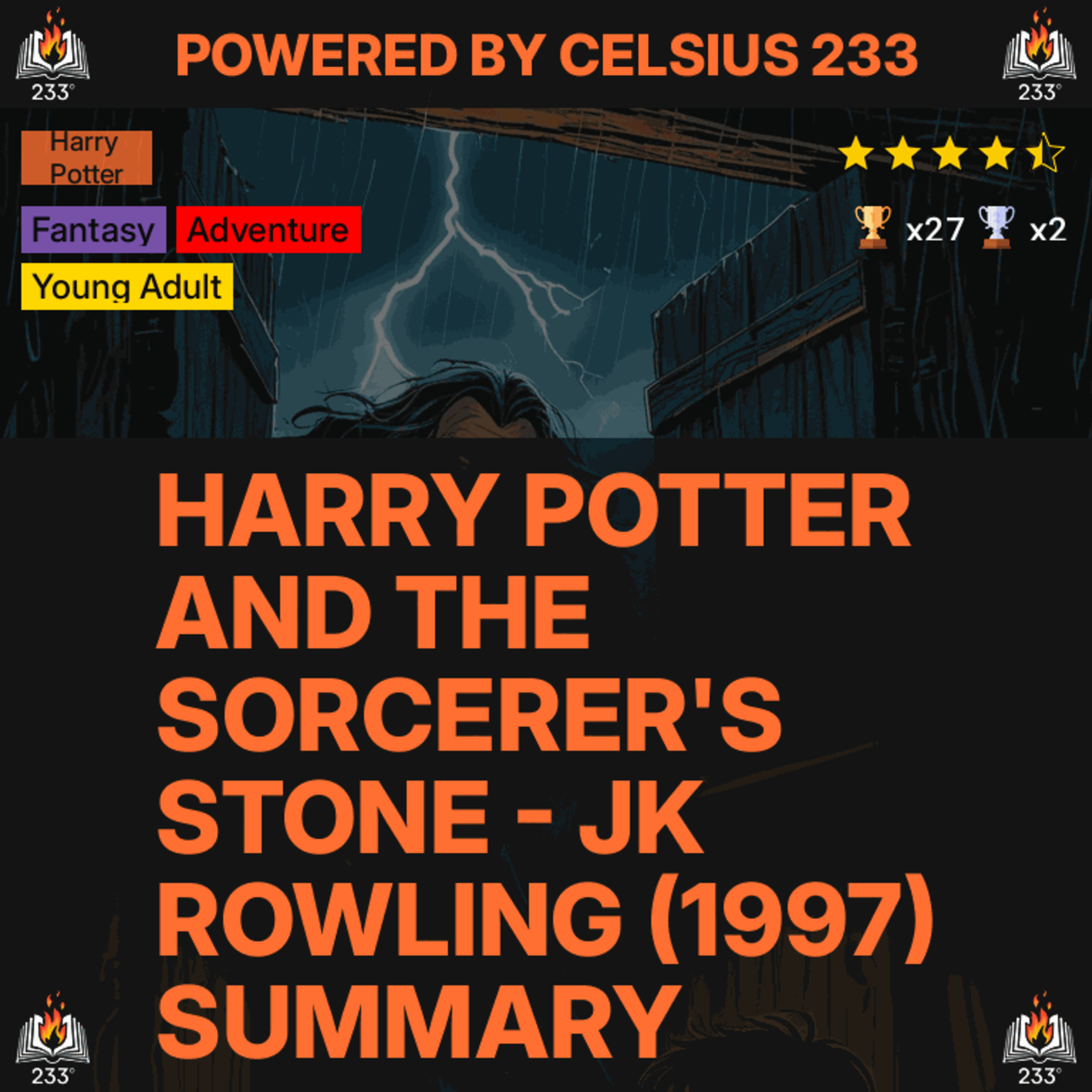 Harry Potter and the Sorcerer's Stone - JK Rowling (1997) Summary (Harry Potter - 1) - 4.47 ⭐️