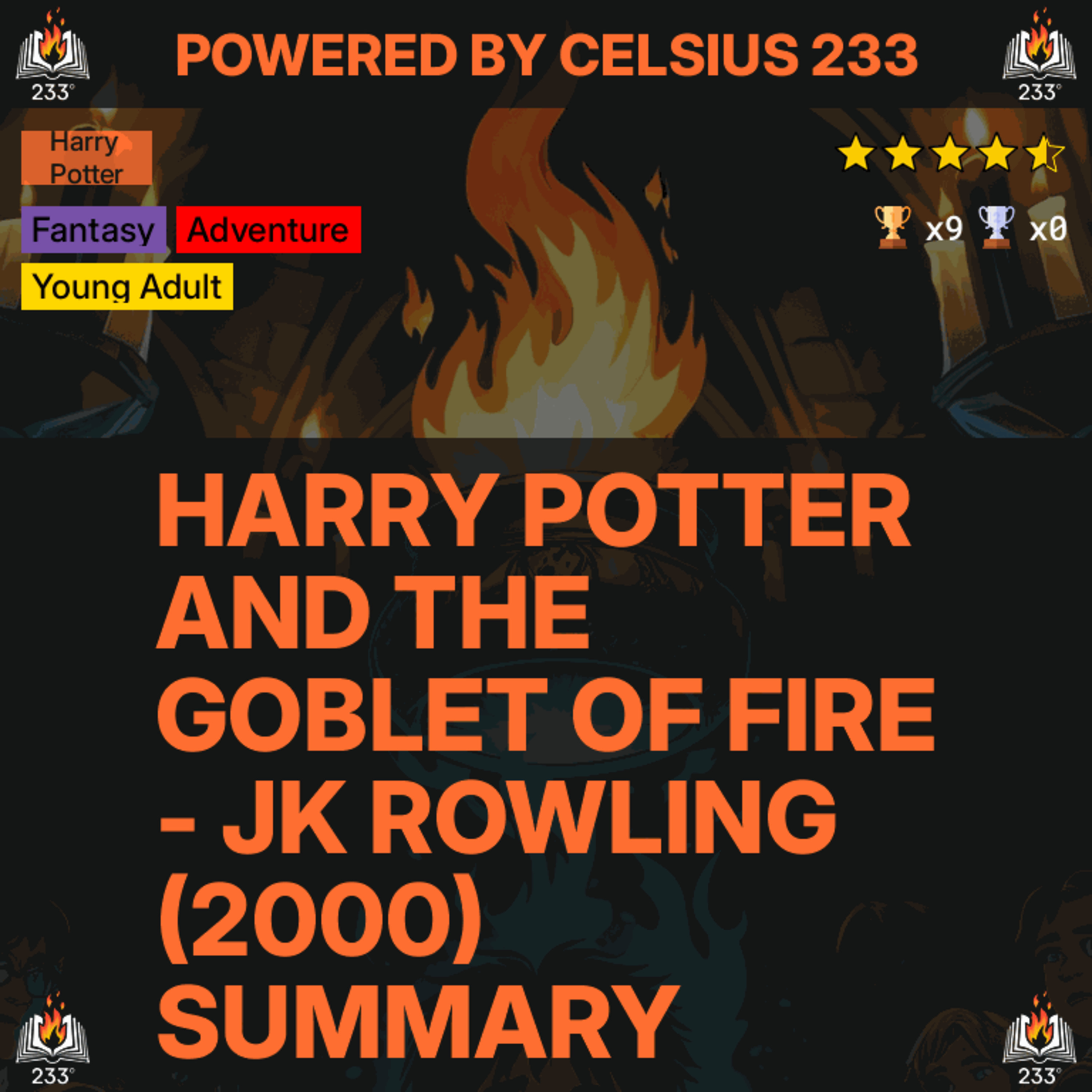 Harry Potter and the Goblet of Fire - JK Rowling (2000) Summary (Harry Potter - 4) - 4.57 ⭐️