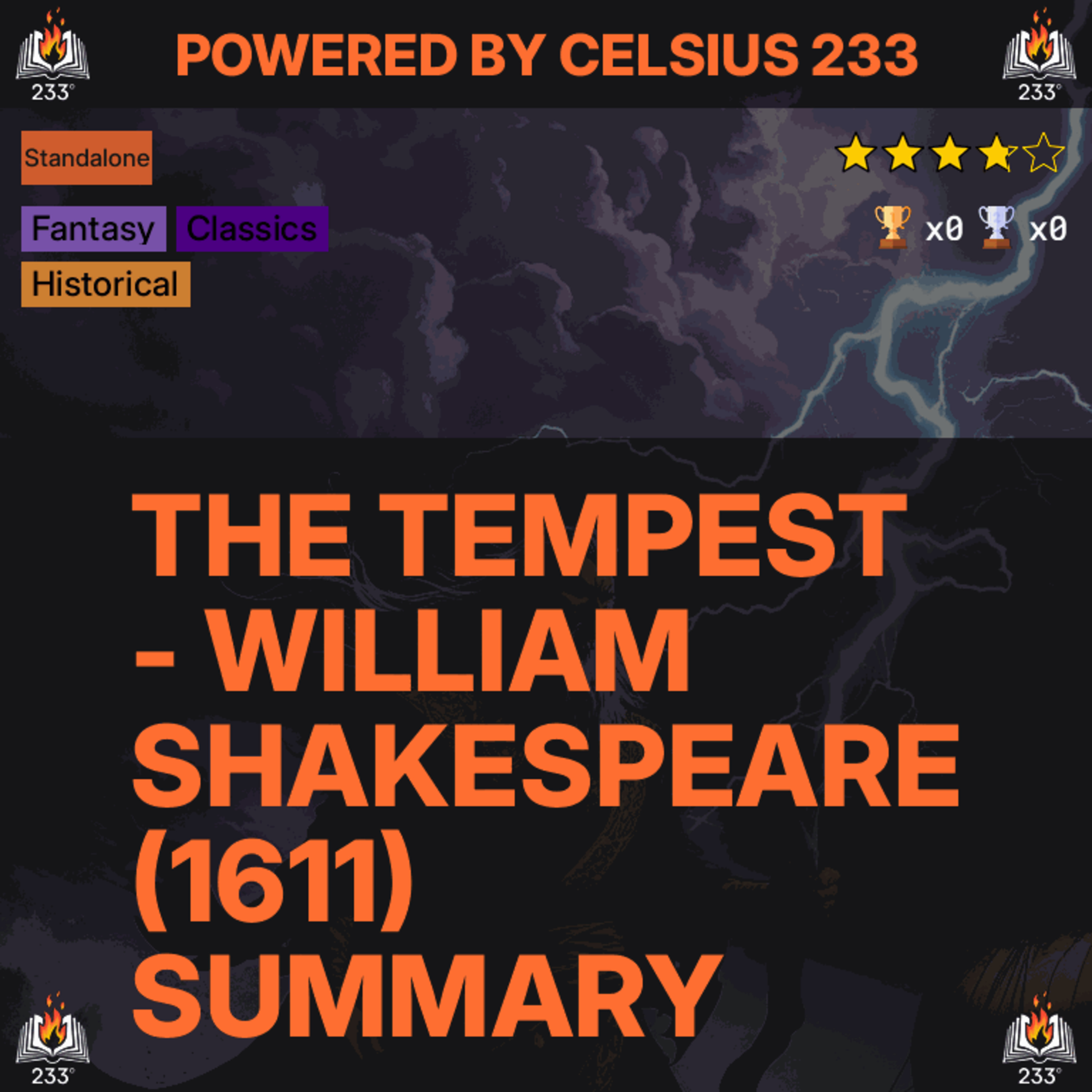 The Tempest - William Shakespeare (1611) Summary - 3.78 ⭐️