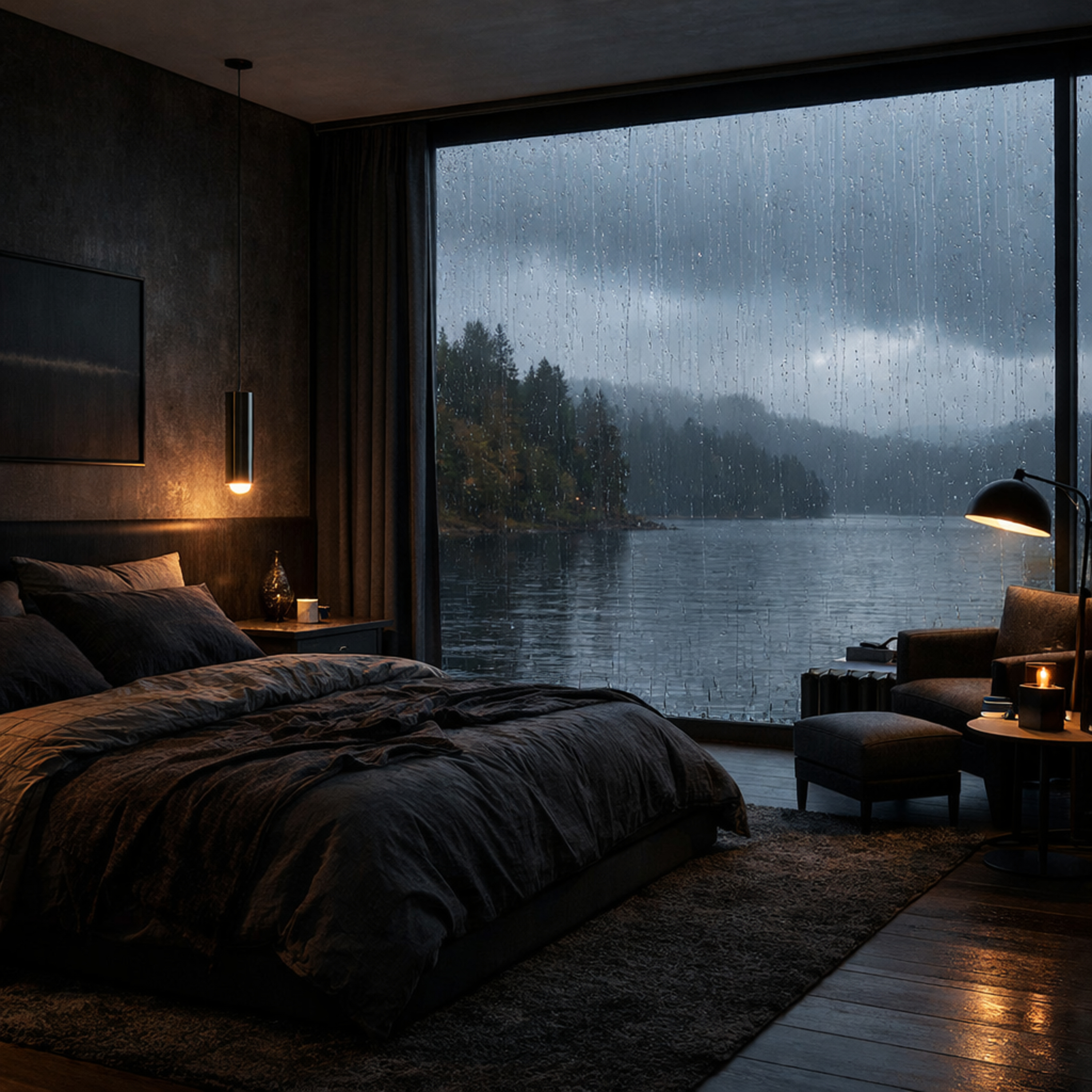 Rain Soundscape & Background Jazz - For Insomnia and Deep Sleep