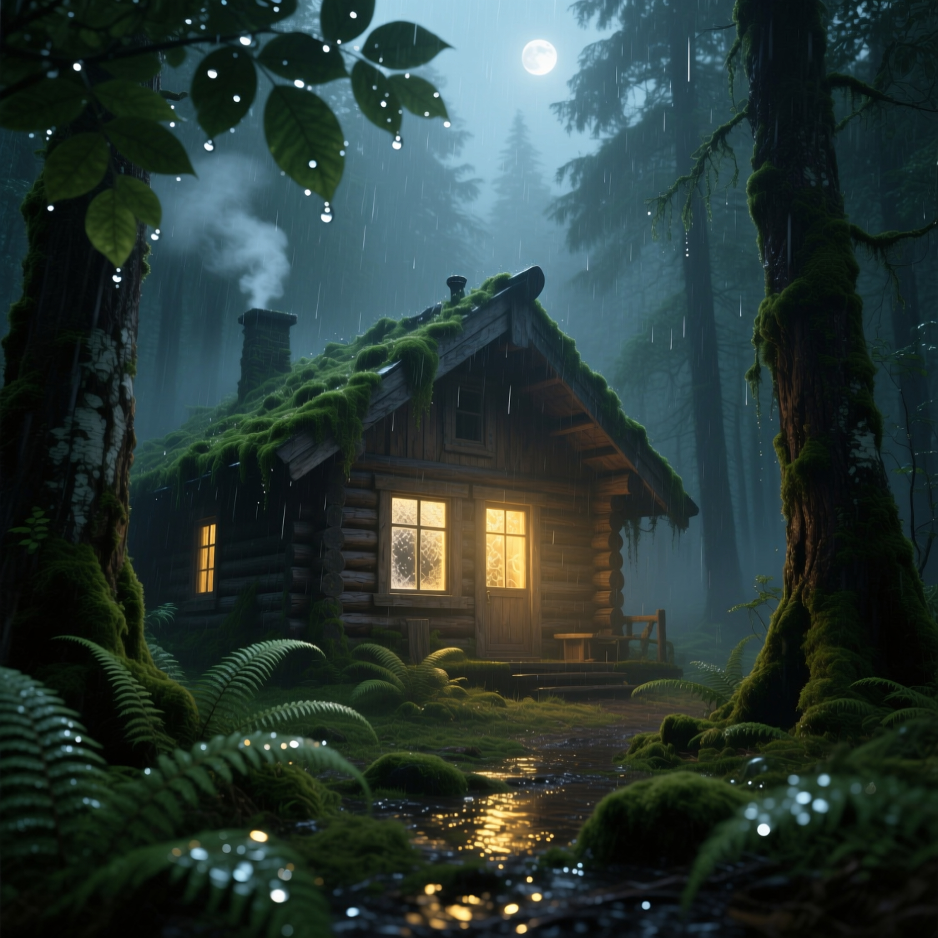 A Quiet Rainy Night in a Rainforest Cabin 🌨