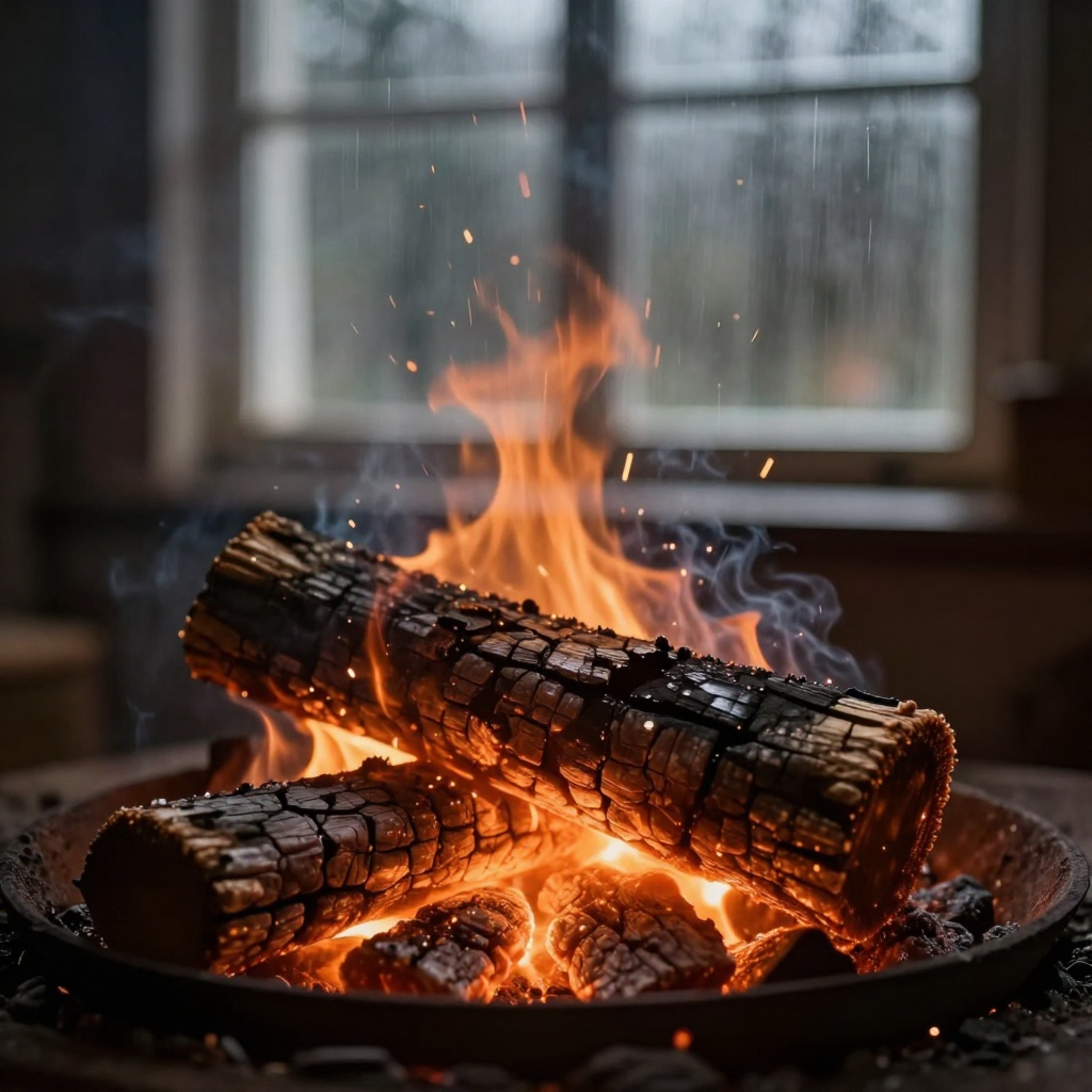 Fireplace with Rain Sounds for Sleeping | 90 Minutes of Relaxation