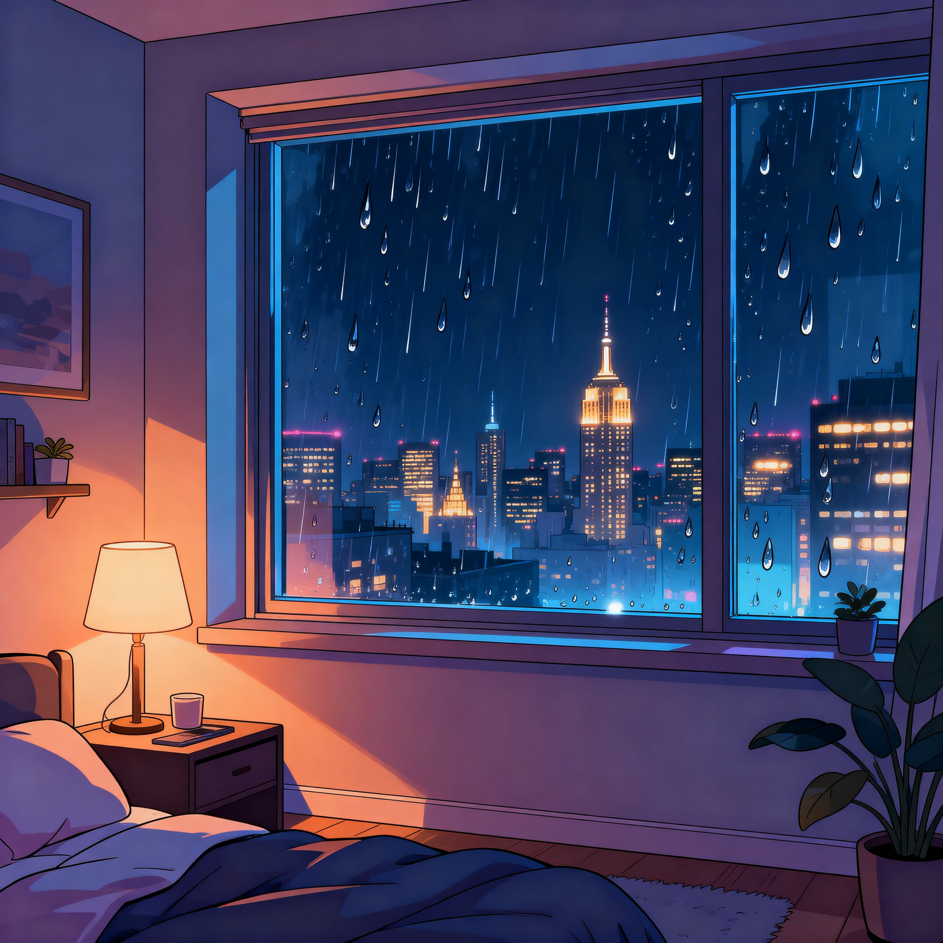 Cozy NYC Apartment Rainstorm 🌧️ Thunder & Urban Sounds for Deep Sleep (2 Hours)