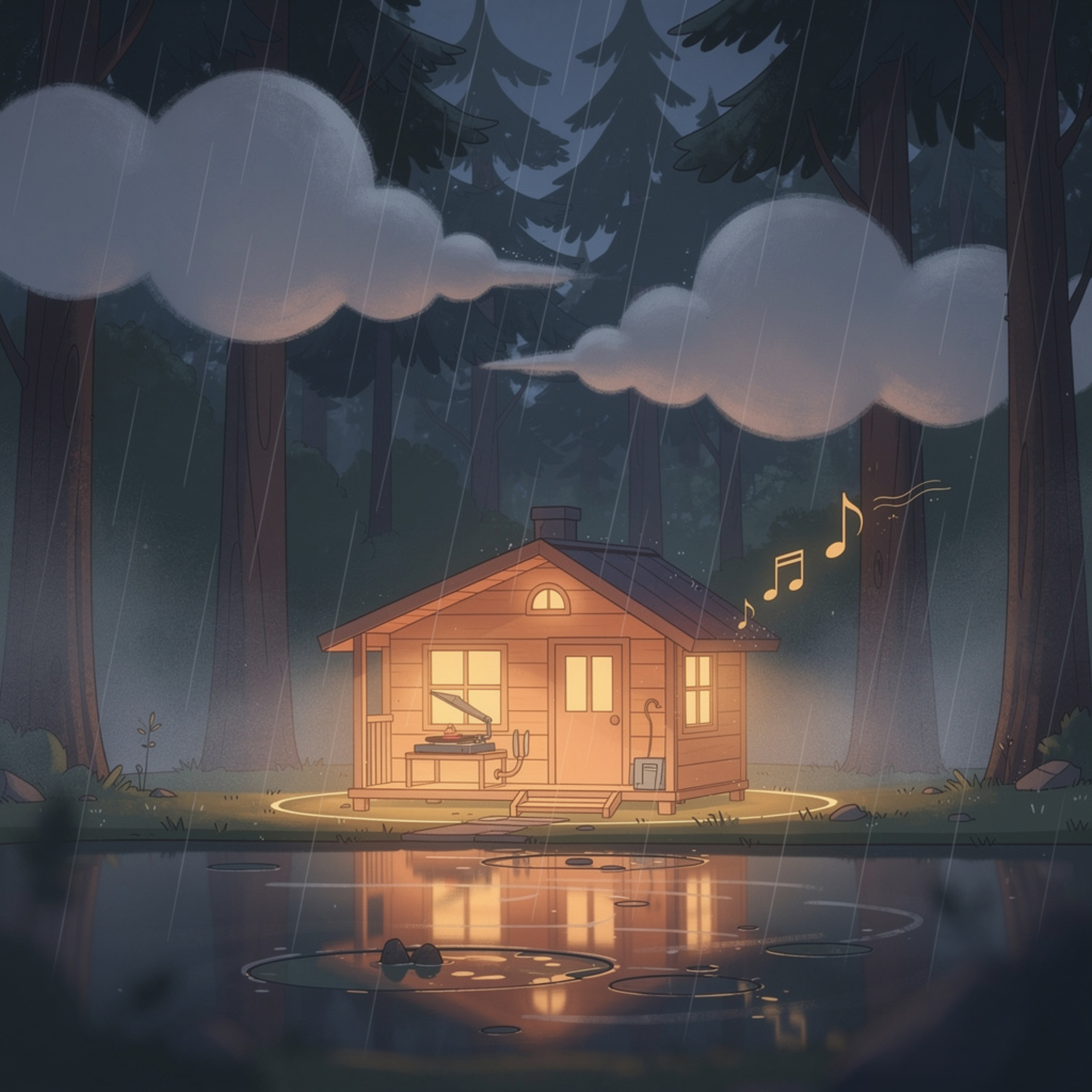 6 Hours of Heavy Rain & Soft Jazz in a Cozy Forest Cabin