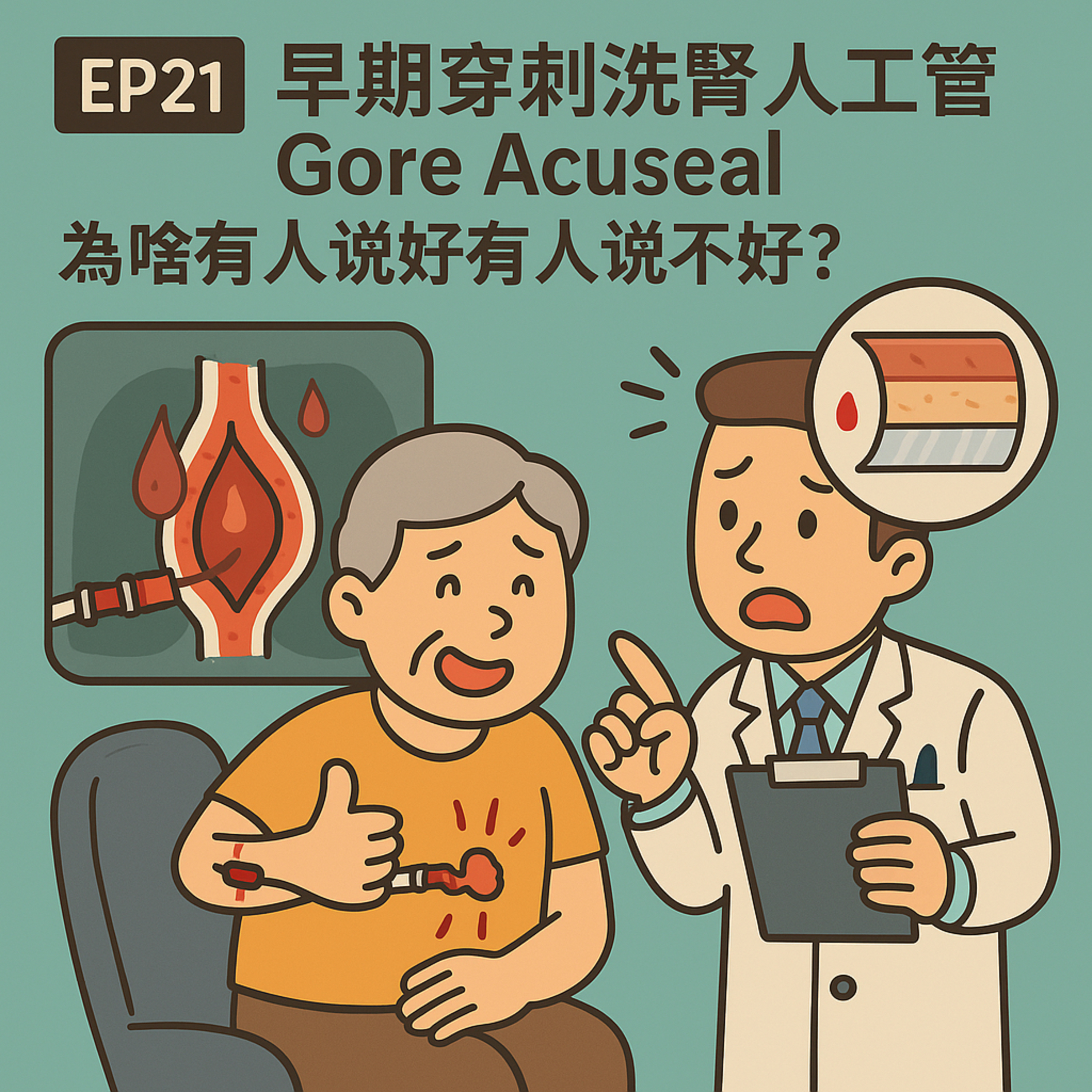 🎙️ EP21|即穿刺洗腎人工血管 Gore Acuseal,為啥有人說好有人說不好?——透析通路的快速選項與真實挑戰