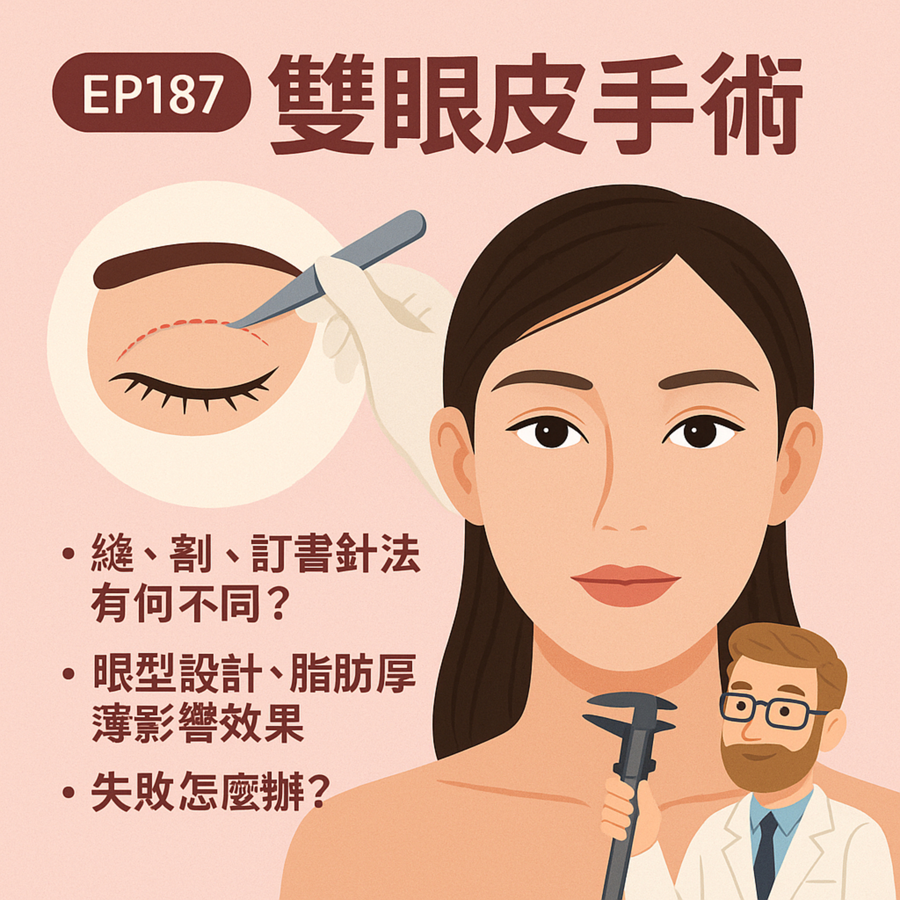 🎙️EP187｜割雙眼皮只是變漂亮？你該知道的眼型設計、手術方式與失敗風險！