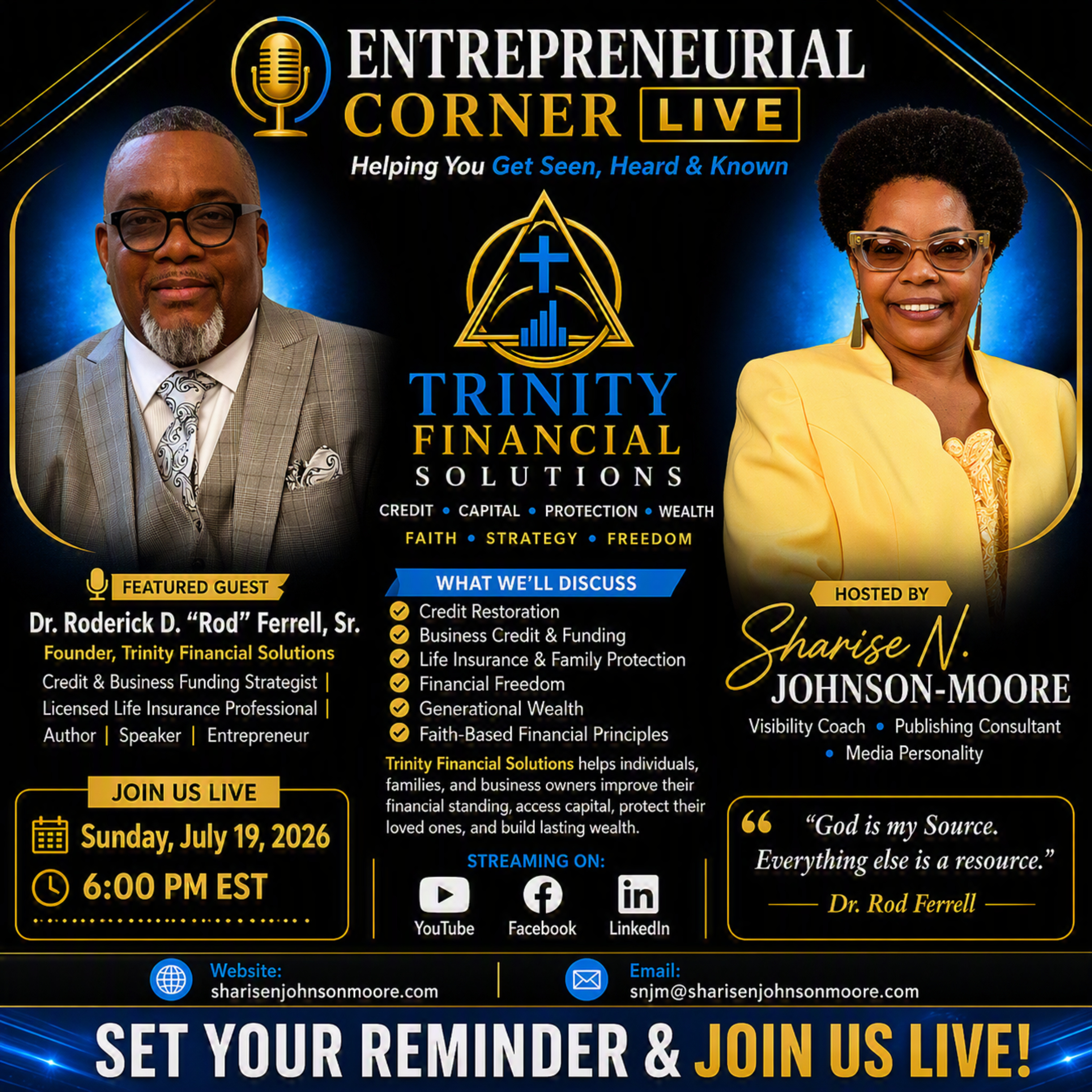 Entrepreneurial Corner LIVE | Special Guest: Dr. Roderick D. "Rod" Ferrell, Sr. episode artwork