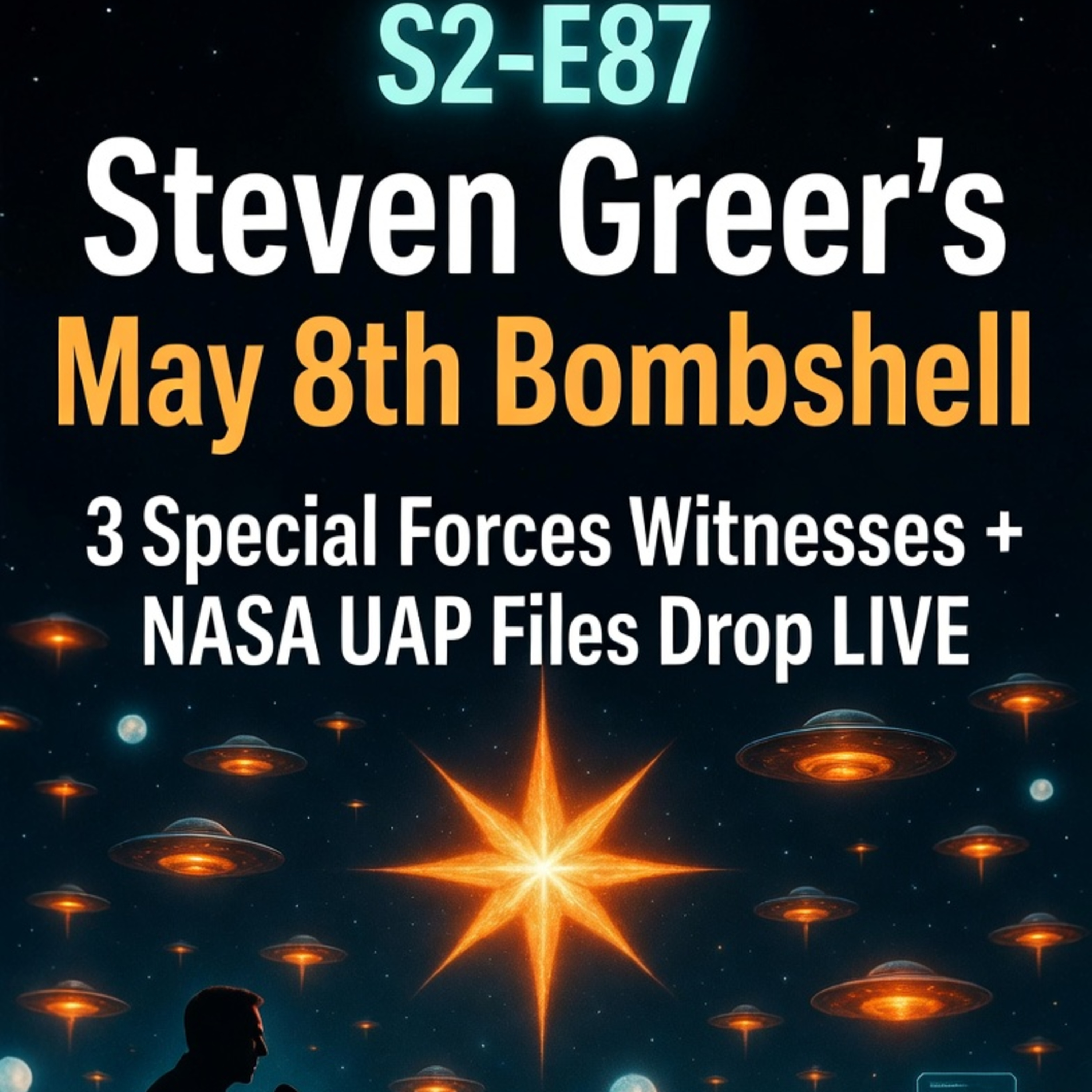 "Steven Greer's May 8th Bombshell Livestream: 3 Special Forces Witnesses + NASA UAP Files Drop LIVE" episode artwork