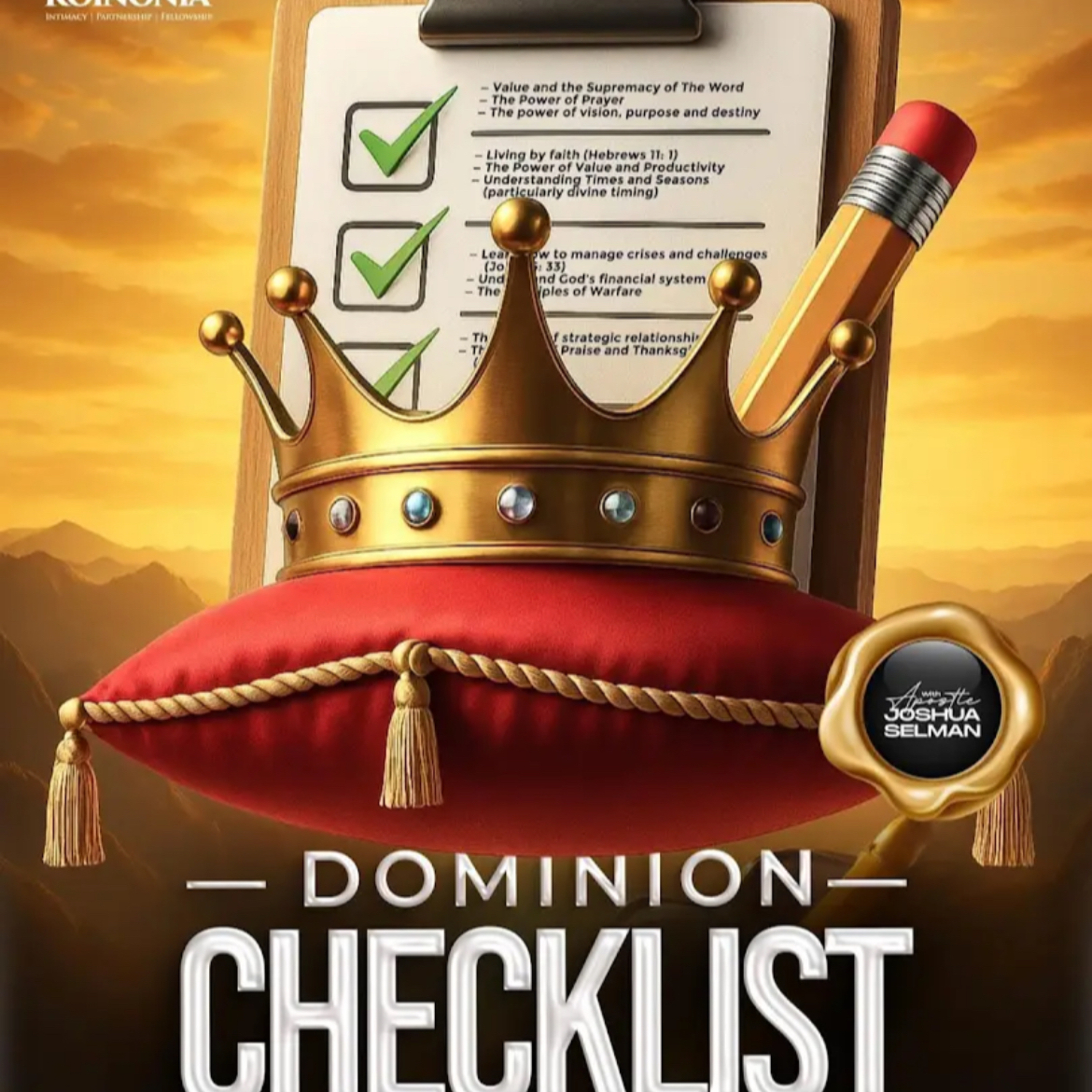 DOMINION CHECKLIST END OF YEAR APPRAISALS (2PETER 1:21) WITH APOSTLE JOSHUA SELMAN
