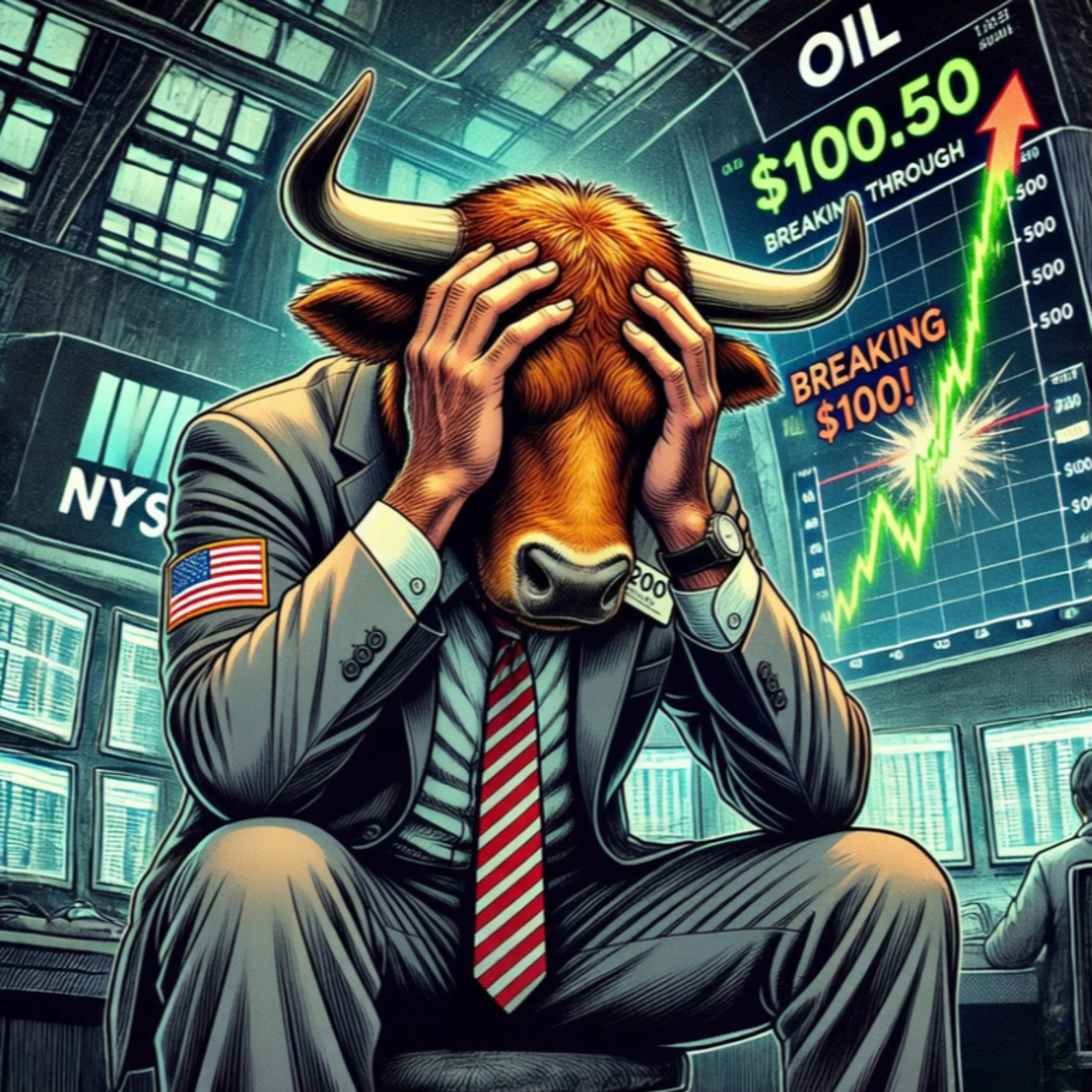 Stocks hit 7-month low as Oil settles above $100 episode artwork