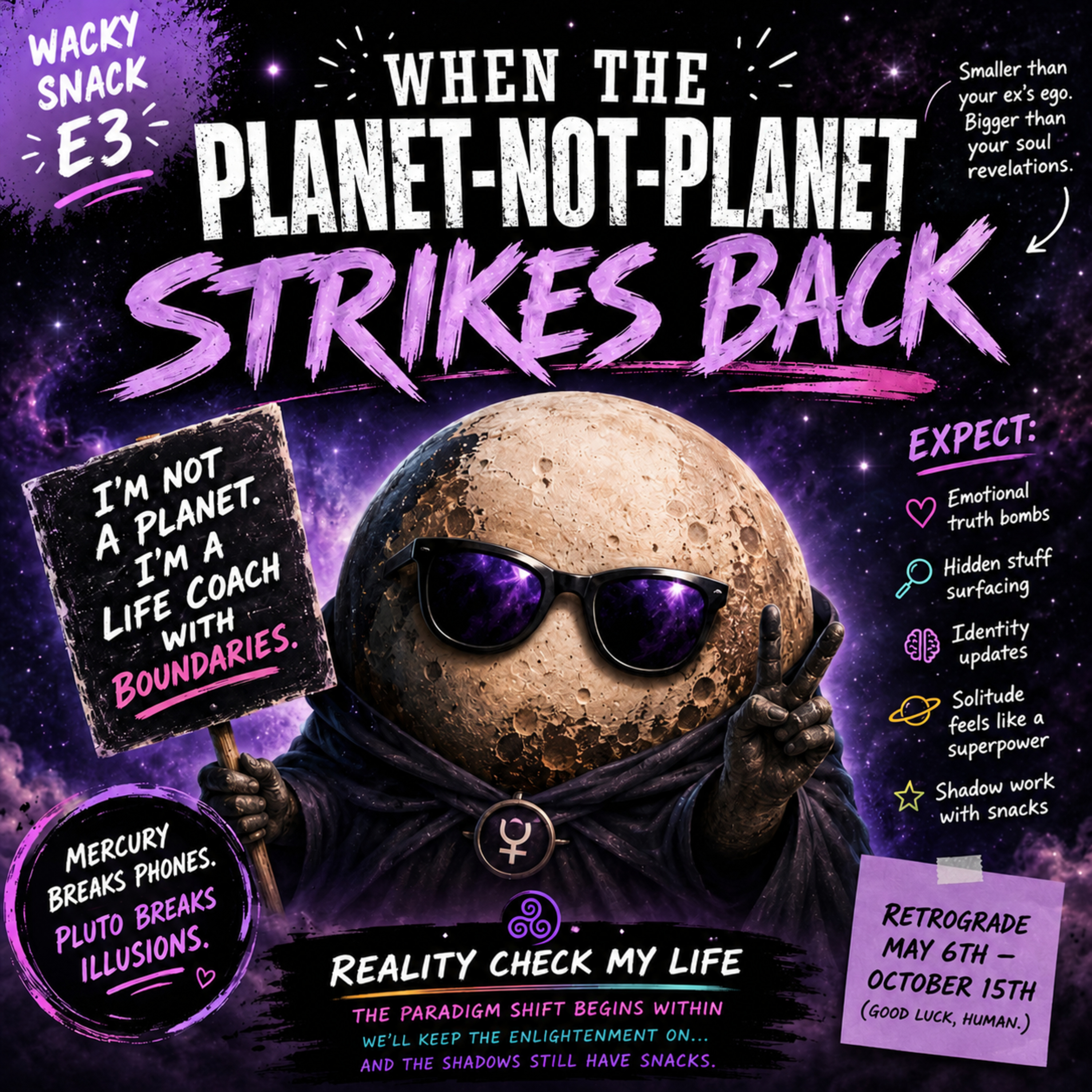 Wacky Snack E3: The Planet-Not-Planet Strikes Back - Mercury Breaks Phones. Pluto Breaks Illusions. episode artwork