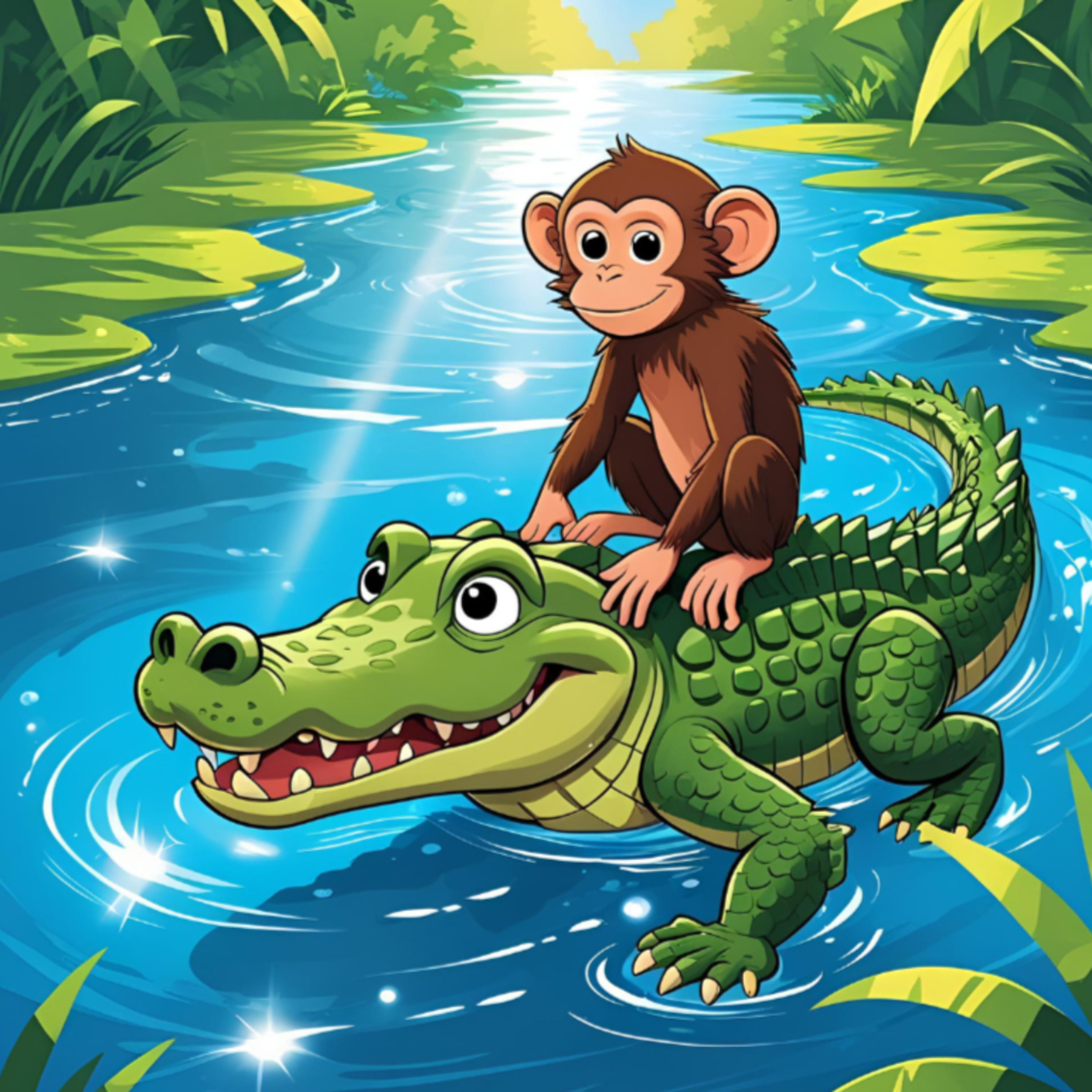 M1.हुशार माकड - कपटी मगर : The Clever Monkey and the Cunning Crocodile (Kids’ Story) episode artwork