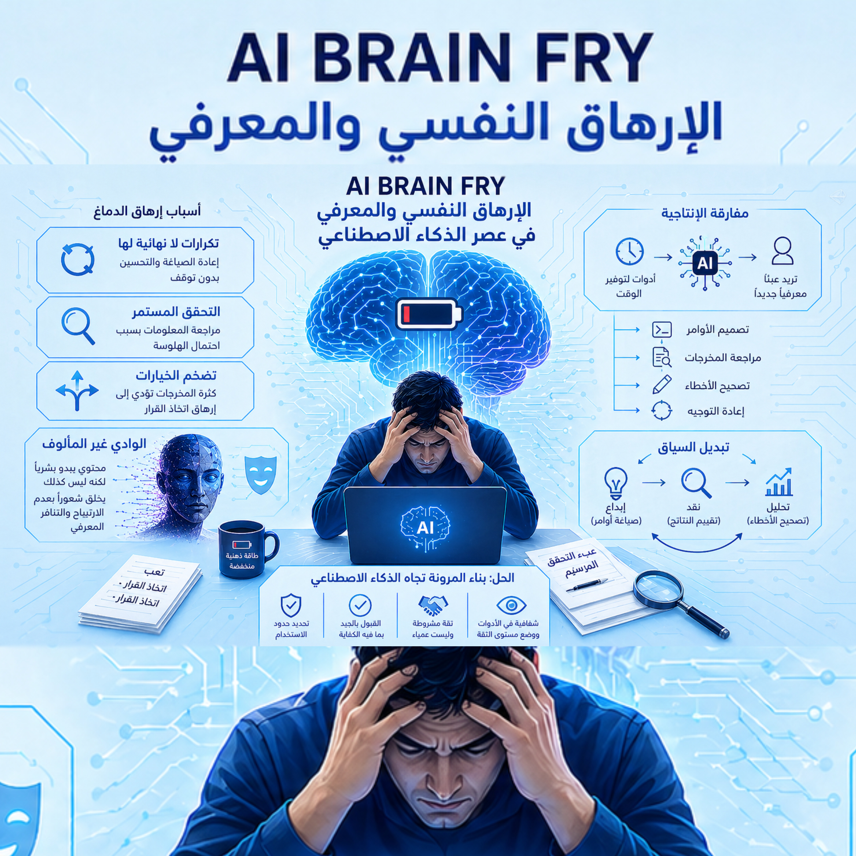 احتراق الدماغ تحت ضغط الذكاء الاصطناعي: حين تتحوّل الأدوات الذكية إلى عبء ذهني episode artwork
