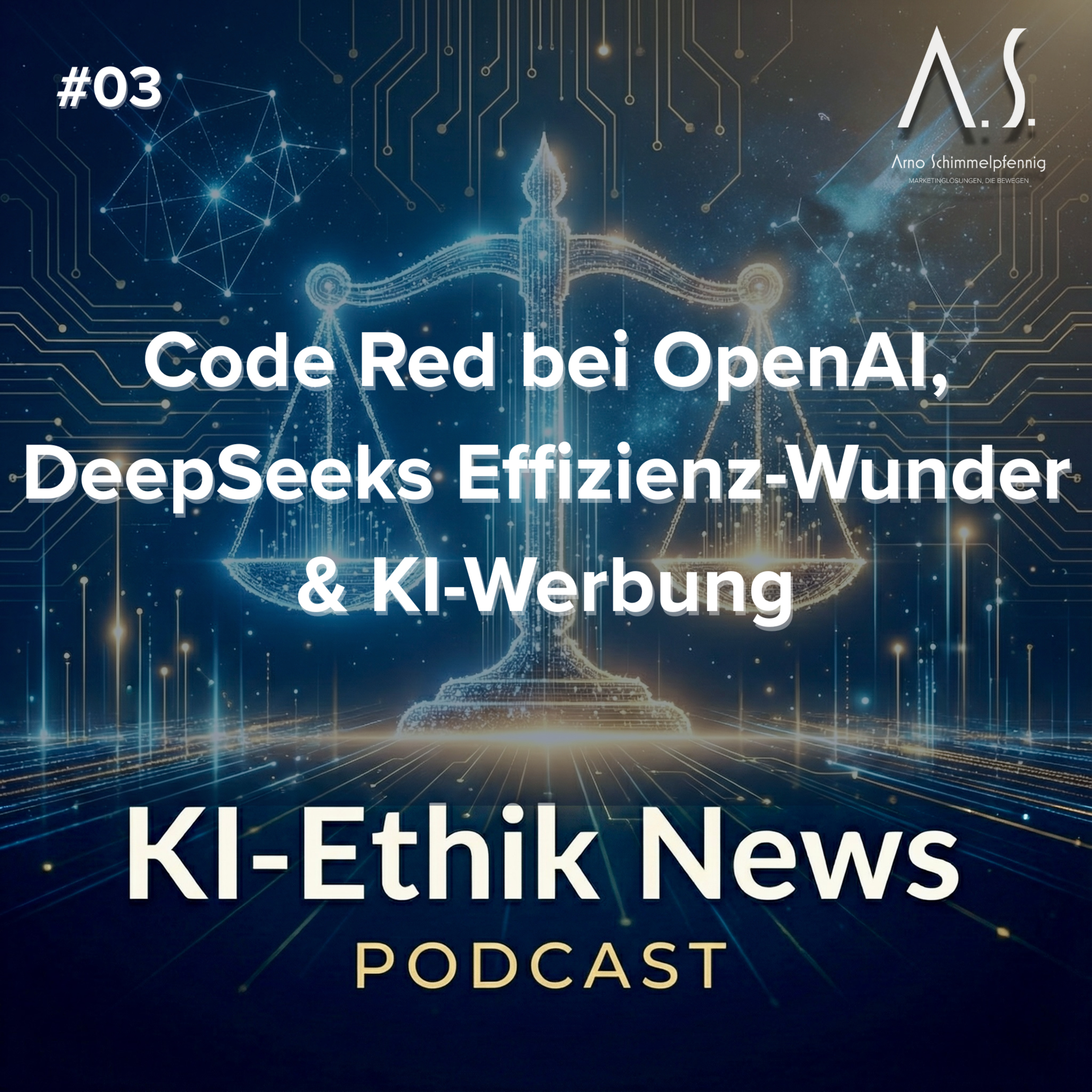 Cover der Folge: Code Red bei OpenAI, DeepSeeks Effizienz-Wunder & KI-Werbung – KI Ethik News #3