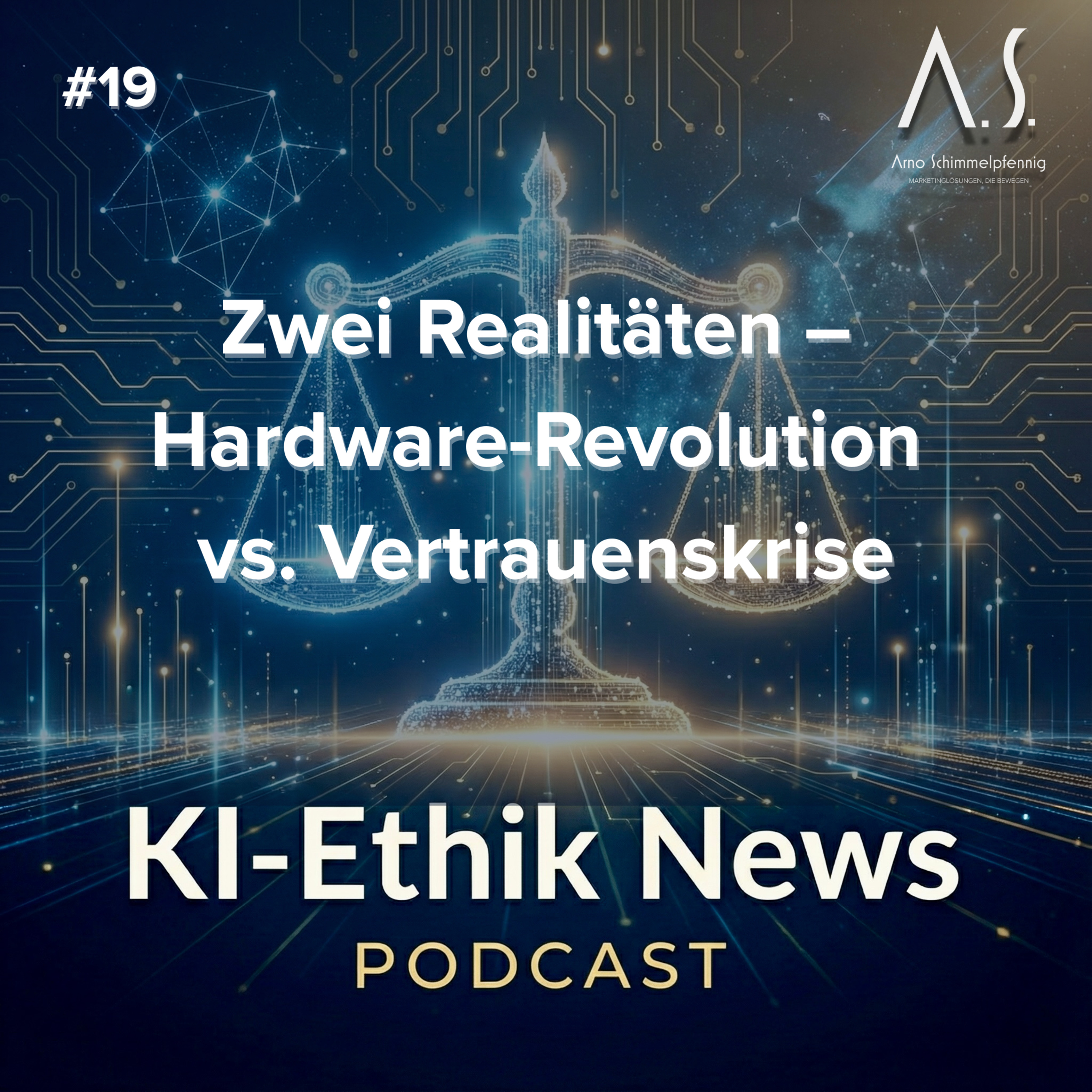 Cover der Folge: KI-Ethik News vom 8.1.2026: Zwei Realitäten – Hardware-Revolution vs. Vertrauenskrise