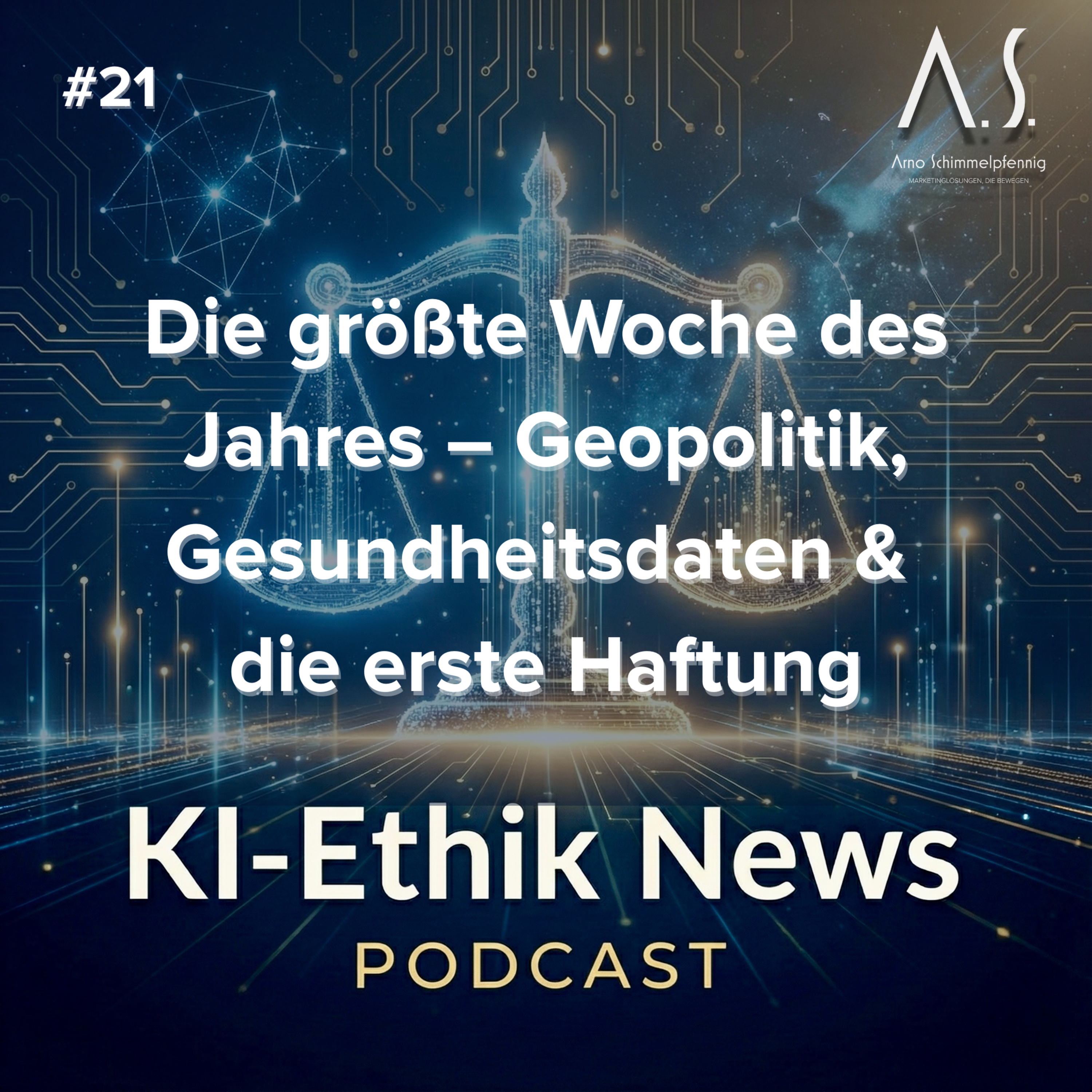 Cover der Folge: KI-Ethik News vom 12.1.2026: Die größte Woche des Jahres – Geopolitik, Gesundheitsdaten & die erste Haftung