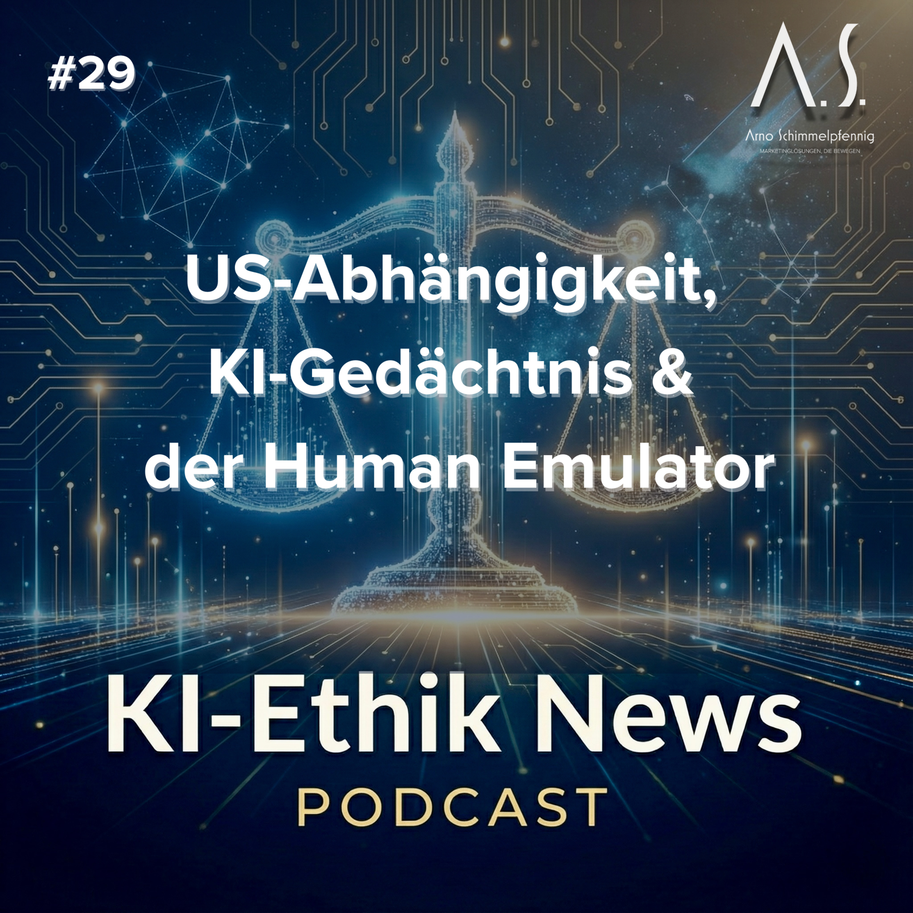 Cover der Folge: KI-Ethik News vom 26.1.2026: US-Abhängigkeit, KI-Gedächtnis & der Human Emulator