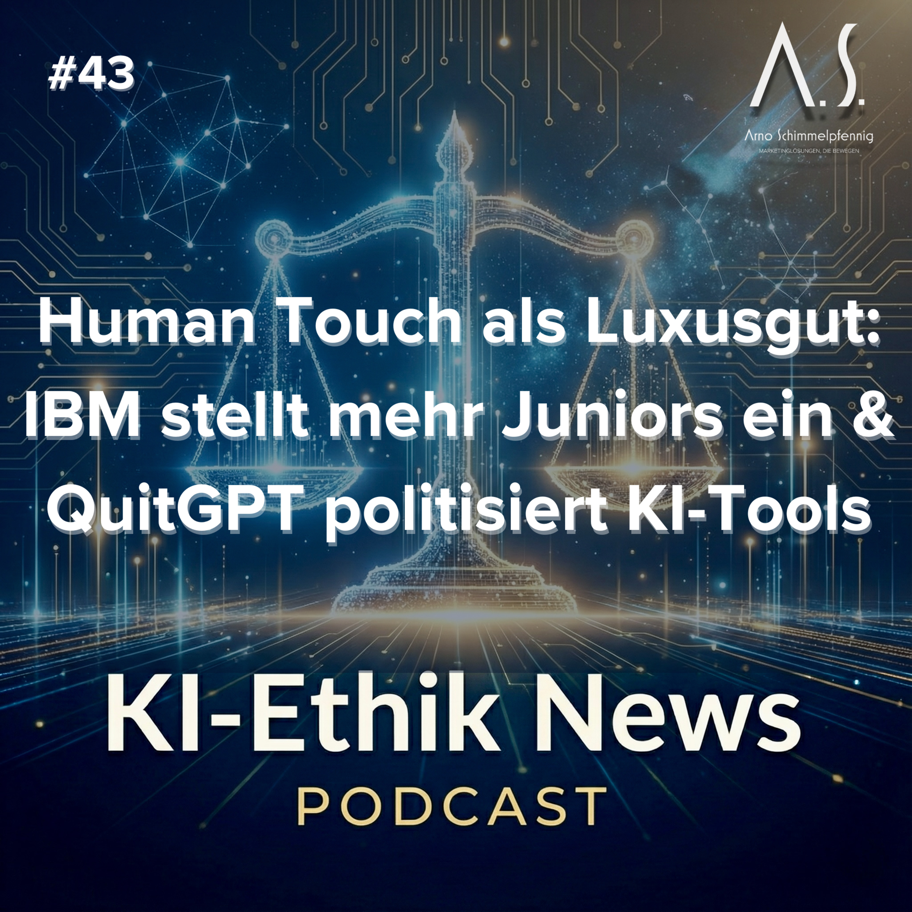Cover der Folge: Human Touch als Luxusgut: IBM stellt mehr Juniors ein & QuitGPT politisiert KI-Tools | KI Ethik News 17.02.2026