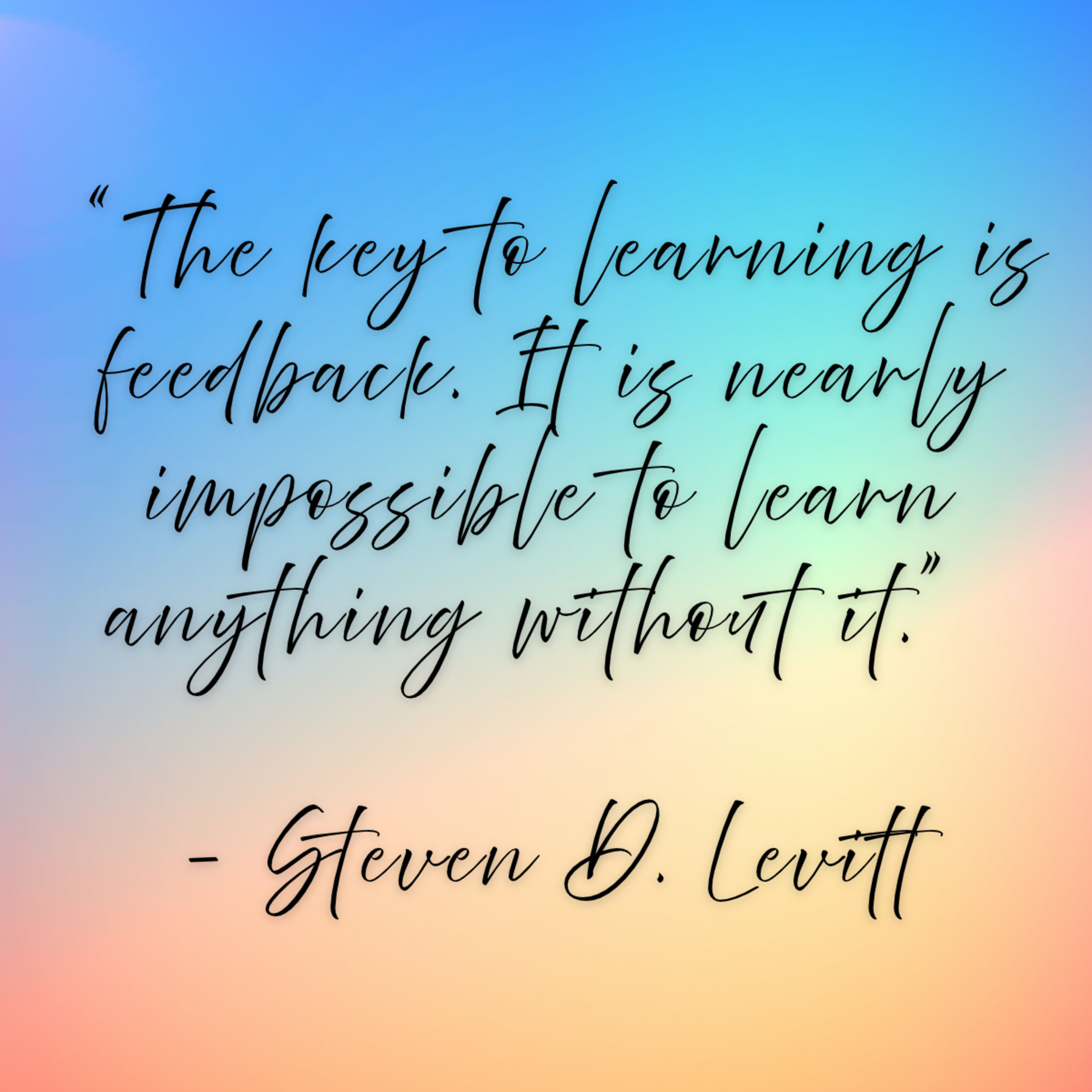 Steven D. Levitt – “The key to learning is feedback. It is nearly impossible to learn anything without it.”