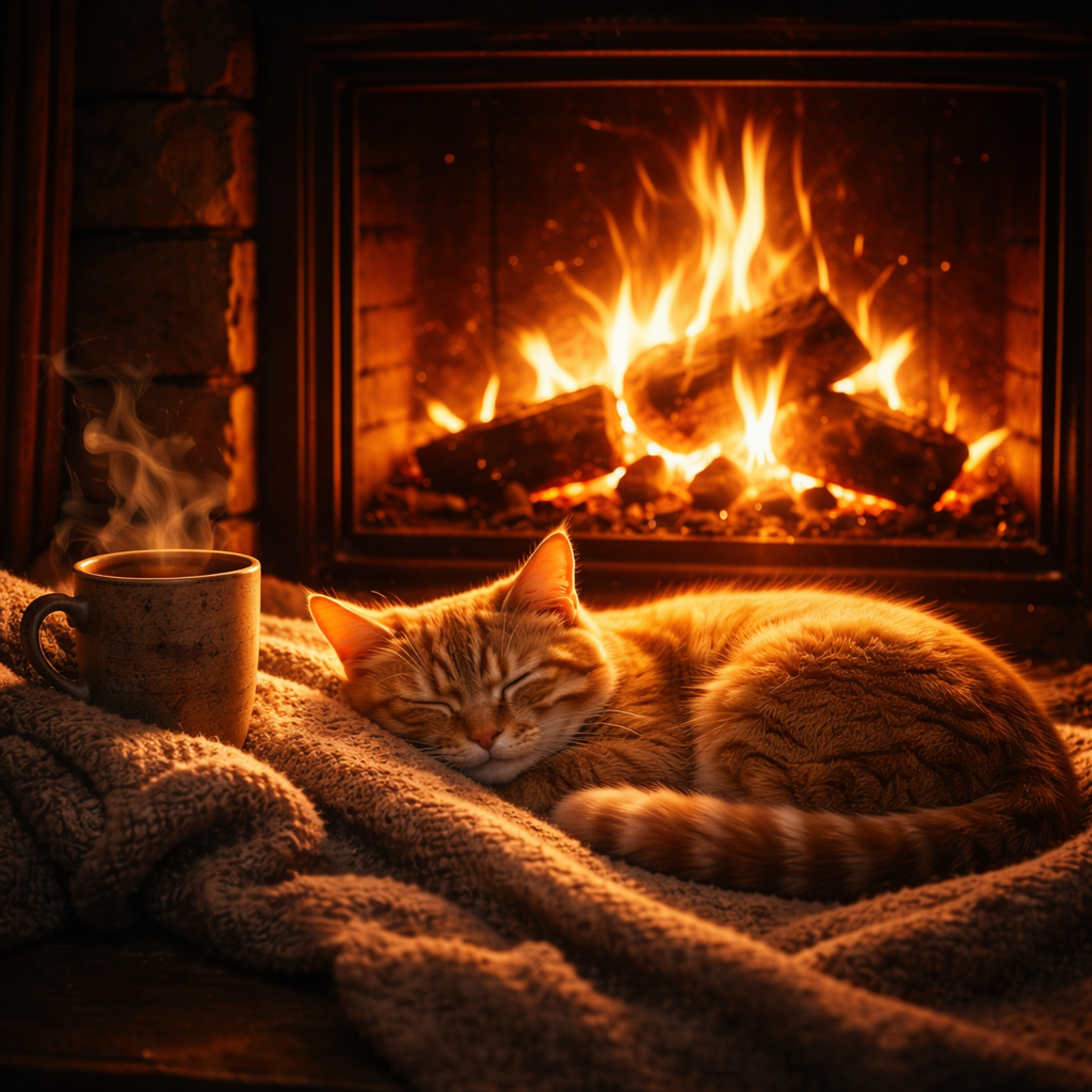 Fireplace & Cat Purring – Cozy Sleep Sounds (2 Hours)